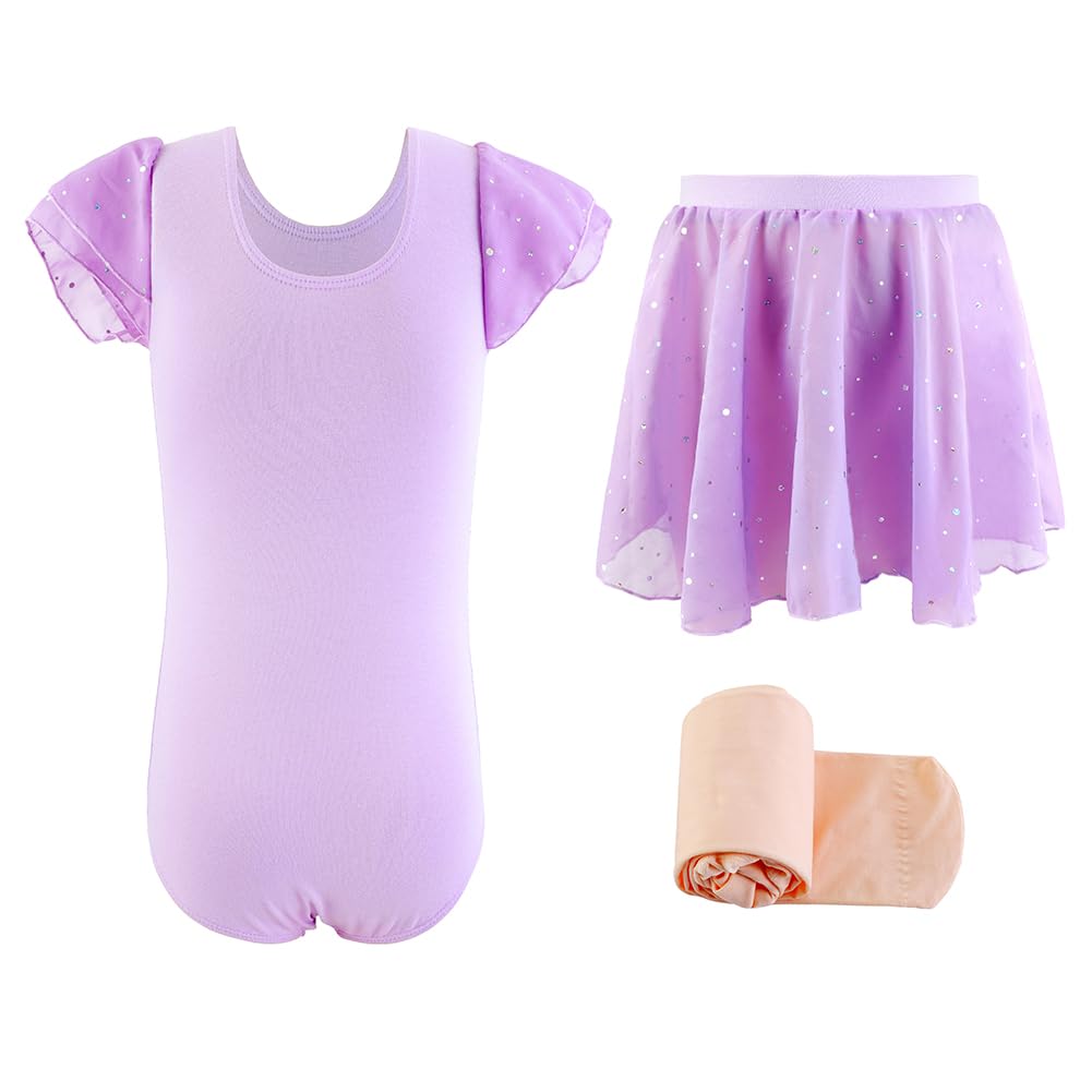 EQSJIU Toddler Ballet Leotards for Girls - Gymnastics Leotard with Split Skirt & Tights - Dance Outfit for Ballet, Gymnastics & Recitals - Perfect for Dance Class, Performances & Toddler Dancewear