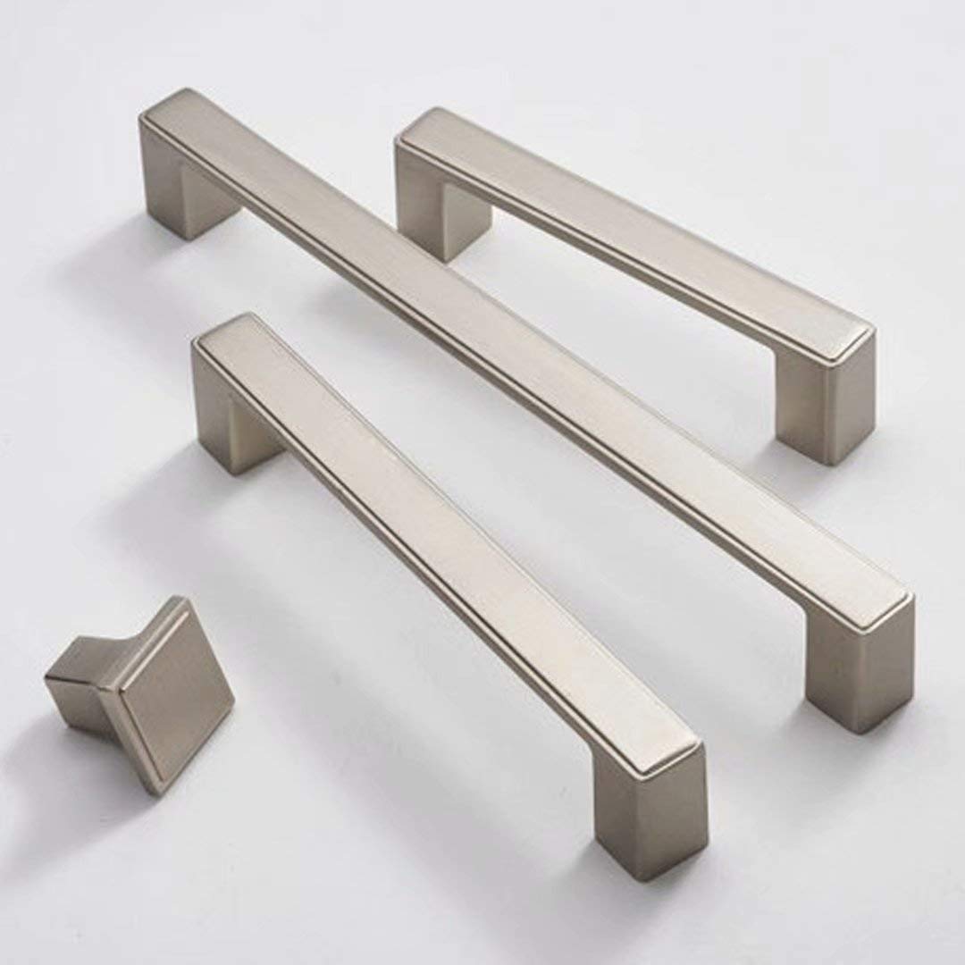 6-Pack European Style Cabinet Handles & Drawer Pulls - Brushed Nickel Zinc Alloy Bow Knobs for Kitchen Cabinets, Dressers & Cupboards (128mm Hole Centers) - Perfect for Home Renovation & Furniture Upgrade