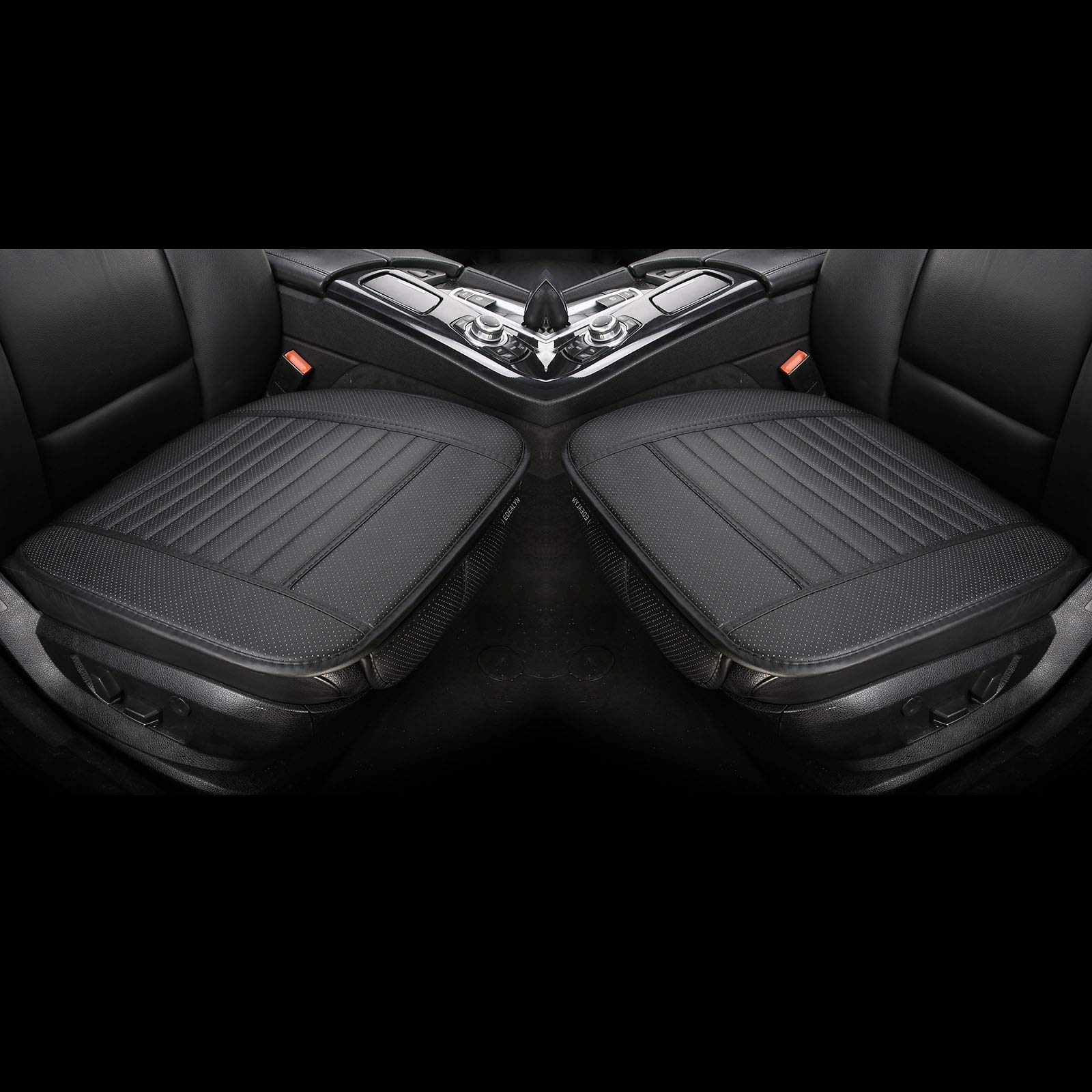 2 PCS Universal PU Leather Car Seat Covers - Black Car Interior Accessories & Seat Protectors for Enhanced Comfort & Style in Daily Driving