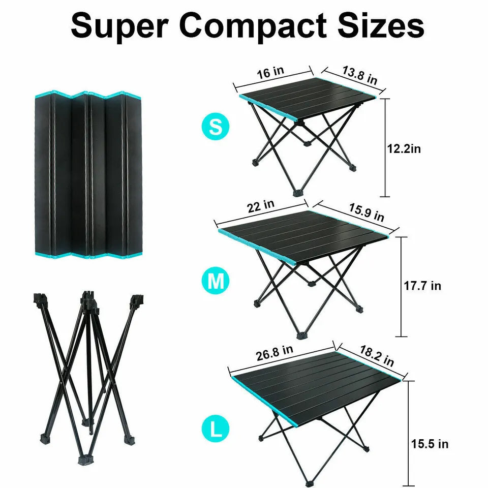 Portable Lightweight Aluminum Folding Camping Table with Carry Bag - Perfect for Outdoor Picnics, Beach Trips, Backpacking & Tailgating Parties