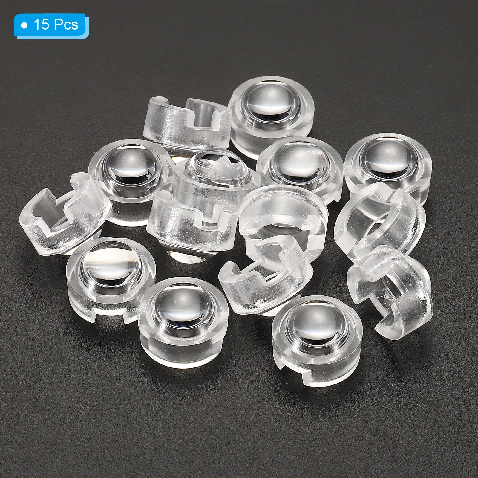 13mm LED Convex Lens 15 Pack - 30° Beam Angle Acrylic Optical Condenser Lens for 1W 3W LED Beads & Infrared Cameras - Clear Transparent for DIY Lighting Projects & Security Camera Upgrades