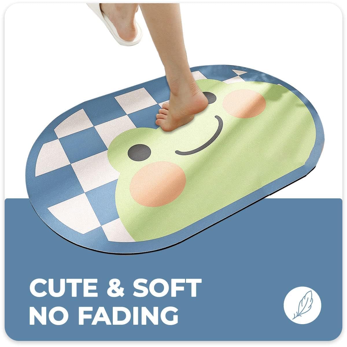 Cute Frog Bath Rug - Super Absorbent Microfiber Bath Mat, Non-Slip Cartoon Soft Foam Rug for Quick Drying, 19.6 x 31.5 Inches - Perfect for Kids' Bathroom, Nursery, or Pet-Friendly Home Decor