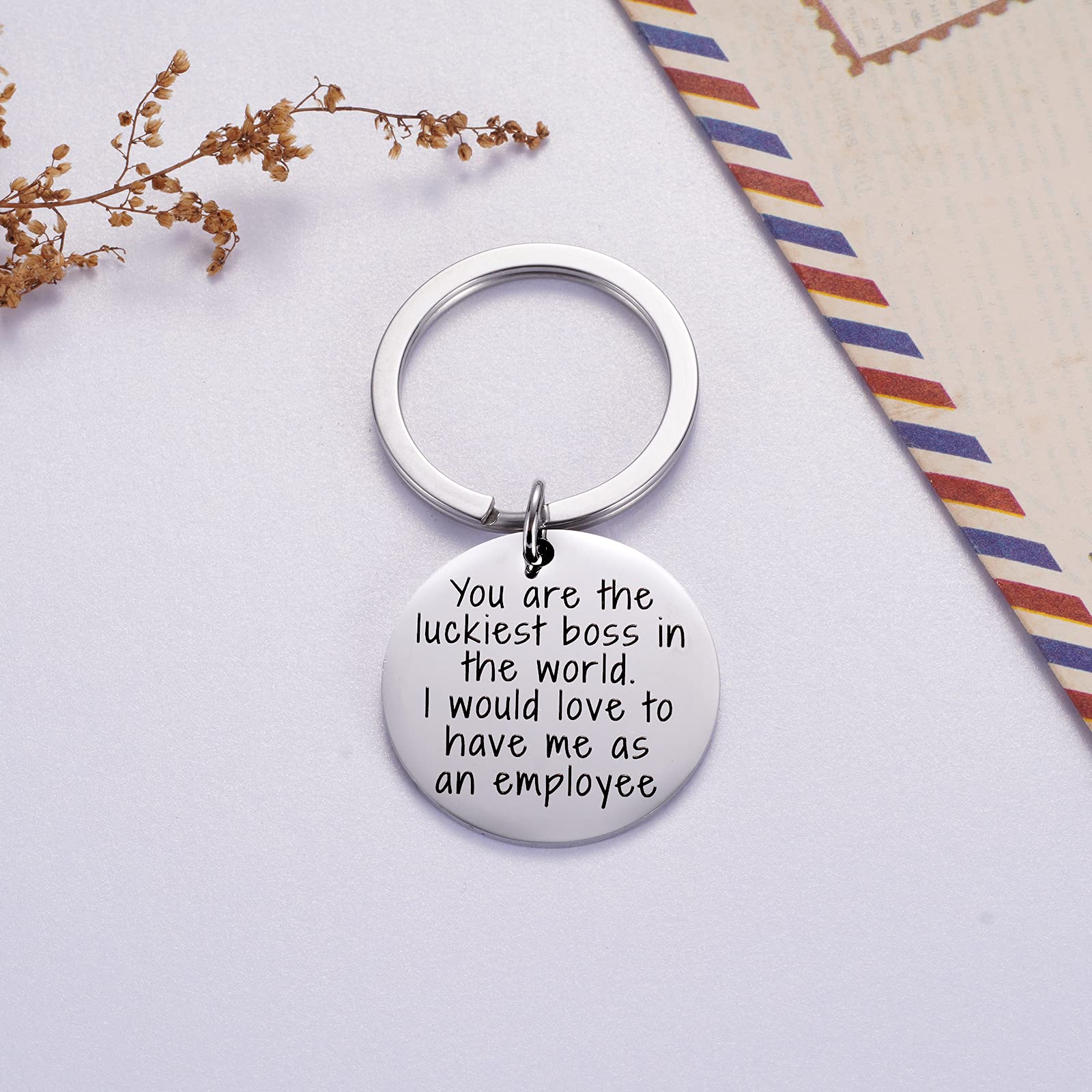 Ralukiia 'You Are The Luckiest Boss' Keychain - Funny Boss's Day Gift for Boss from Employee, Office Gag Gift, Unique Office Party Idea - Perfect for Boss Appreciation, Retirement, or Work Anniversary