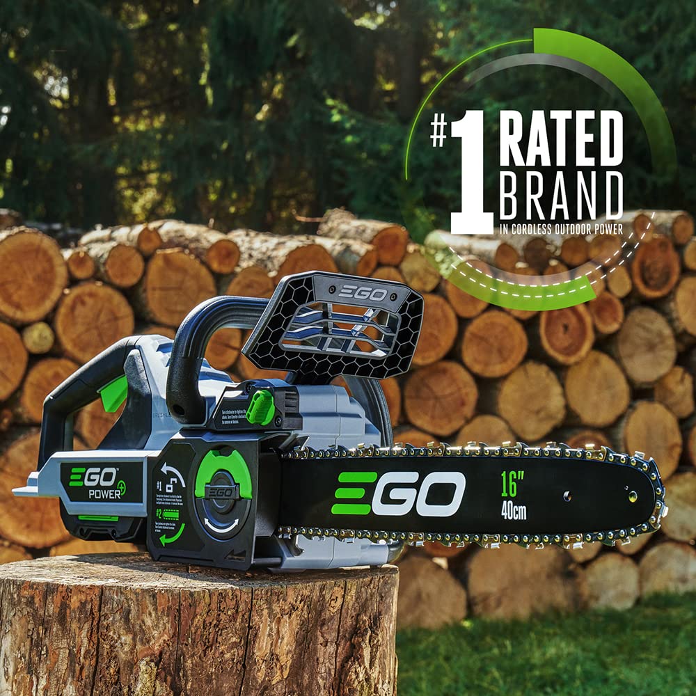 EGO Power+ 56V Cordless Chainsaw 16-Inch with Bar Oil & Fast Charger - Perfect for Tree Trimming, Firewood Cutting, and Yard Maintenance