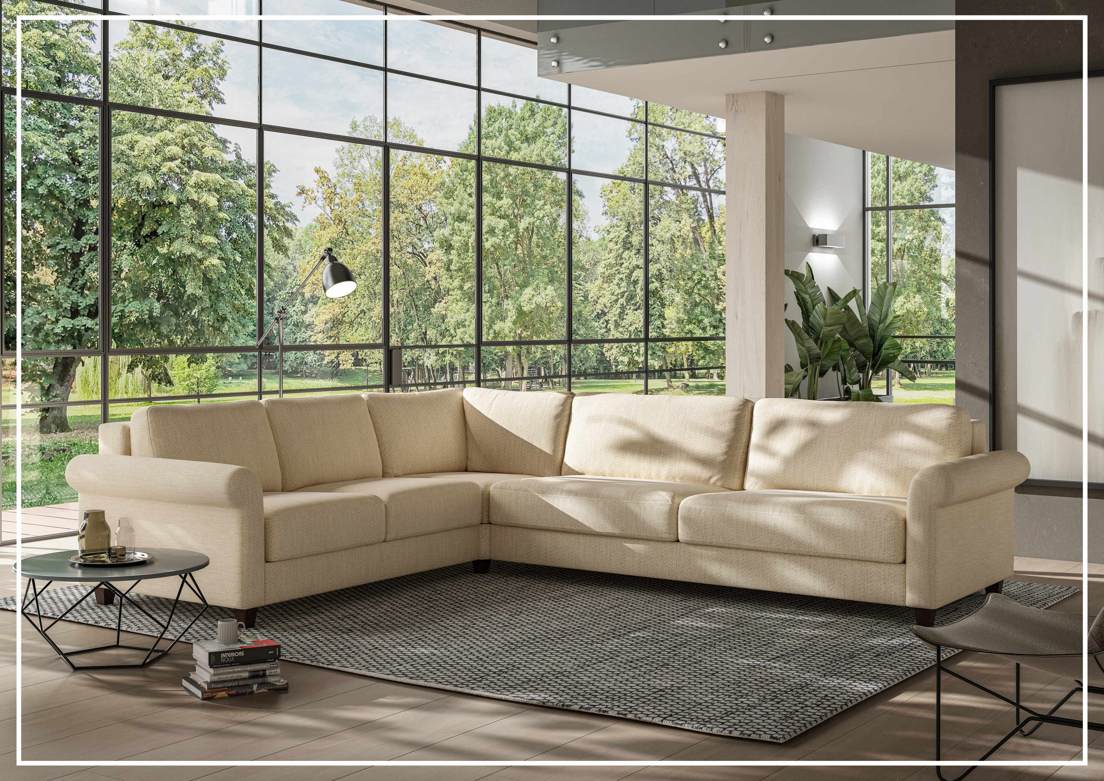Luonto Hugo Flex Fabric King Size Sectional Reversible Sleeper Sofa - Convertible L-Shaped Couch Bed for Living Room, Guest Room & Small Spaces