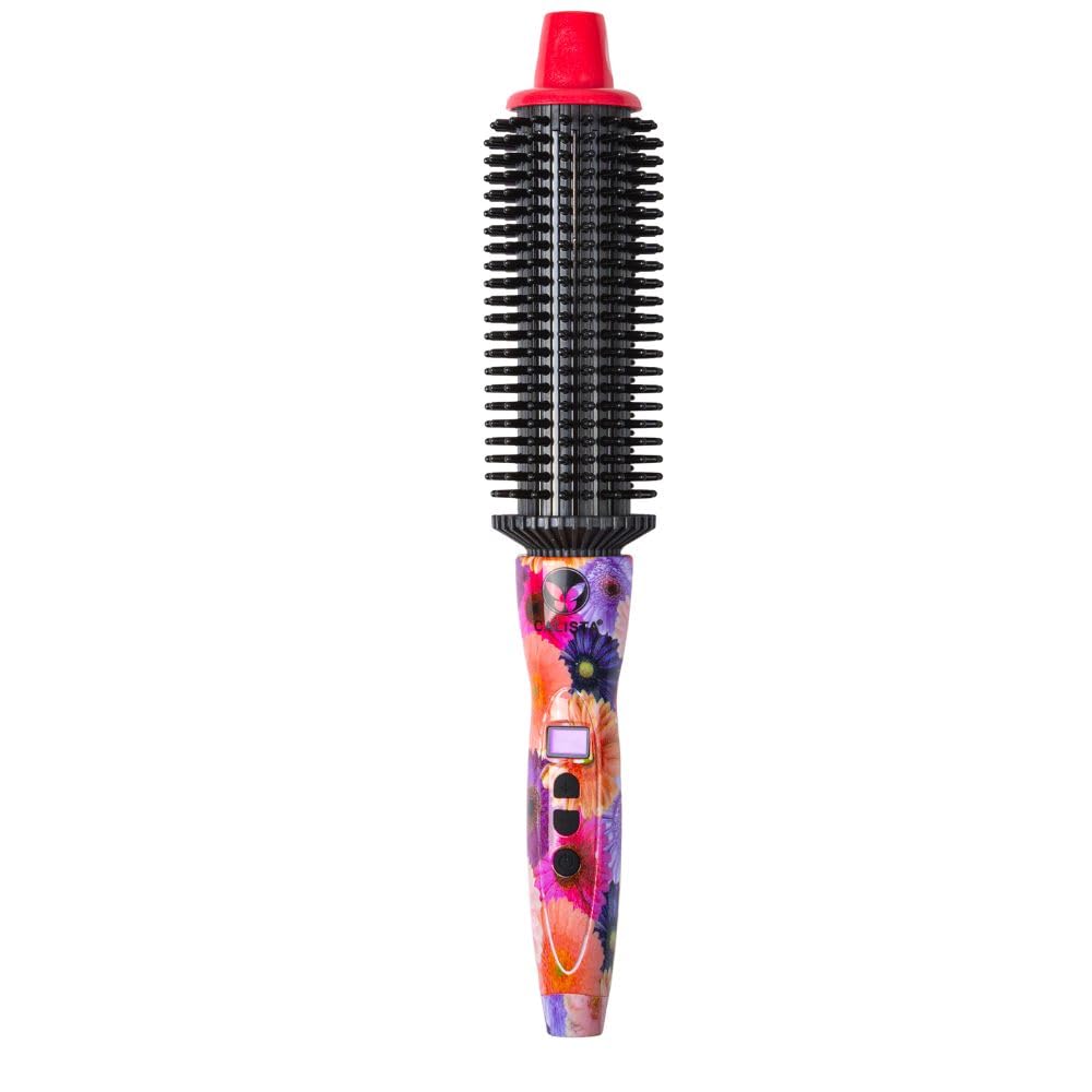 CALISTA Perfecter Pro Heated Round Brush for Curling & Volumizing Hair - 1.5 Inch Heated Styling Brush with Adjustable Temperature & Dual Voltage - No Heat Damage for Healthier Hair - 4 Sizes for All Hair Types (Daisy Bloom) - Perfect for Home Use, Travel & Salon Styling
