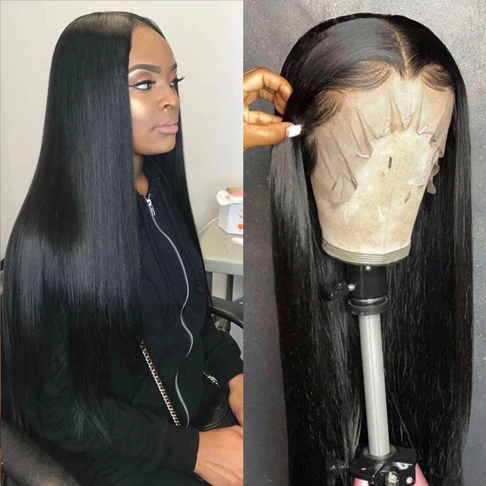 ISEE Hair 10A Brazilian Straight Human Hair Wigs - Transparent Lace Front Wig 180% Density for Black Women | Pre-Plucked with Baby Hair & Bleached Knots | 13x4 Lace Closure, 28 Inch Natural Color | Perfect for Daily Wear, Special Occasions & Protective Styling
