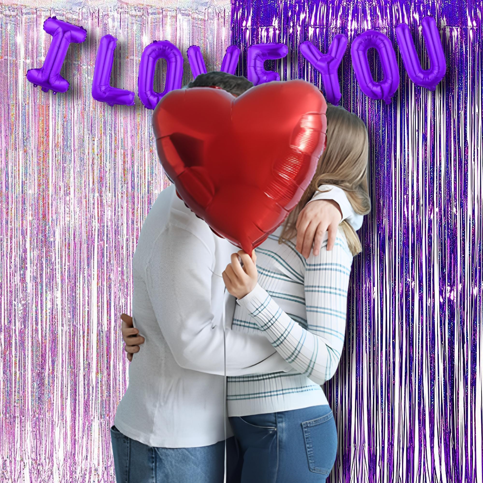 BRAVESHINE 2-Pack Metallic Tinsel Foil Fringe Curtains - 3.2 ft x 8.2 ft Purple & Pink Party Backdrop for Valentine's Day, Birthdays, Bridal Showers, Bachelorette Parties - Perfect for Photo Booths, Wedding Decorations, and Women's Celebration Events