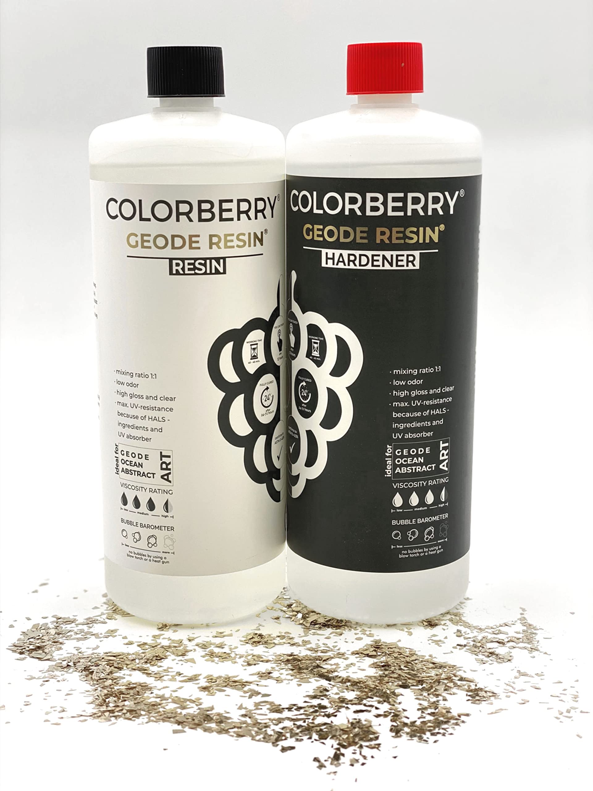 Premium COLORBERRY Geode Resin Kit 1:1 Ratio (2000ml Total) - High-Quality Epoxy Resin for Art, Jewelry & DIY Crafts - Made in Germany - Perfect for Resin Pouring, Geode Art & Fluoride Creations