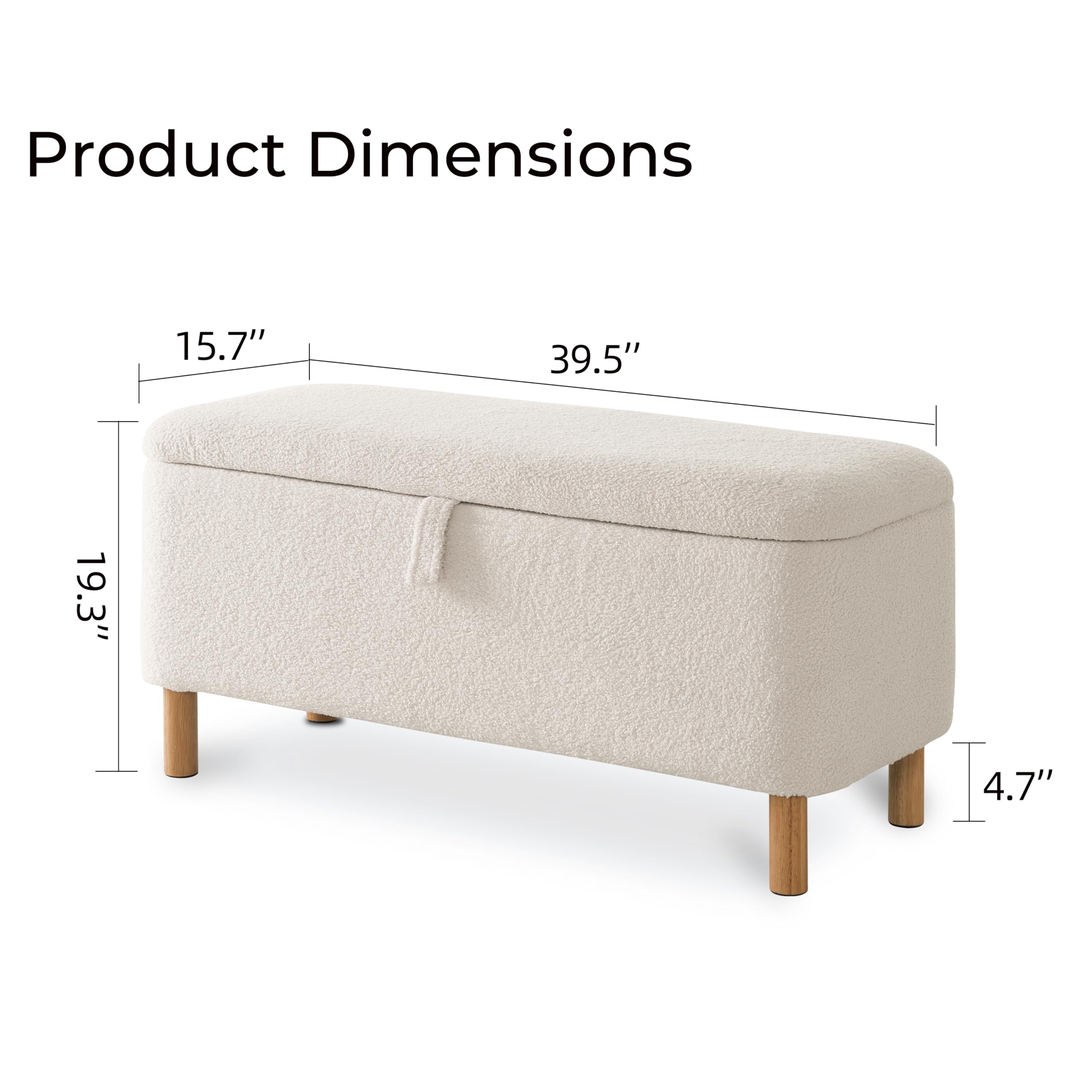 Sherpa Upholstered Boucle Storage Ottoman Bench - Multi-Functional Footrest, Shoe Storage & Blanket Chest for Bedroom, Living Room & Entryway (Off White) | Perfect for Small Space Organization & Cozy Home Decor
