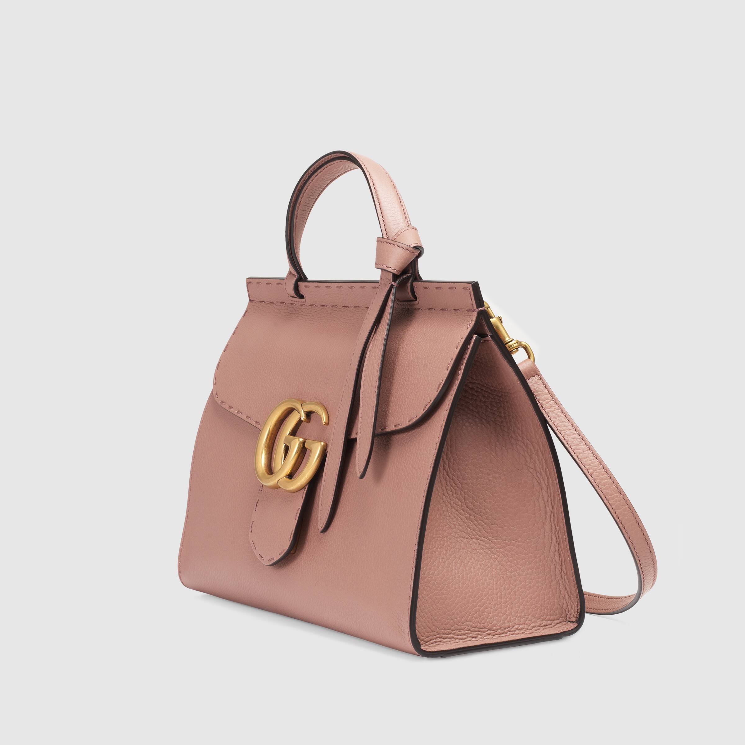 Gucci GG Marmont Small Top Handle Bag for Women | Lightweight Leather Shoulder Bag in Dusty Pink | Perfect for Work, Date Night & Special Occasions