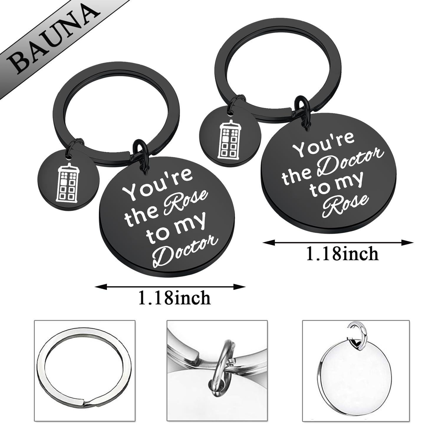 BAUNA Doctor Who Inspired Police Box Keychain Set - Couple Gift for Him and Her, Perfect for Anniversary, Valentine's Day & Geeky Fan Gifts