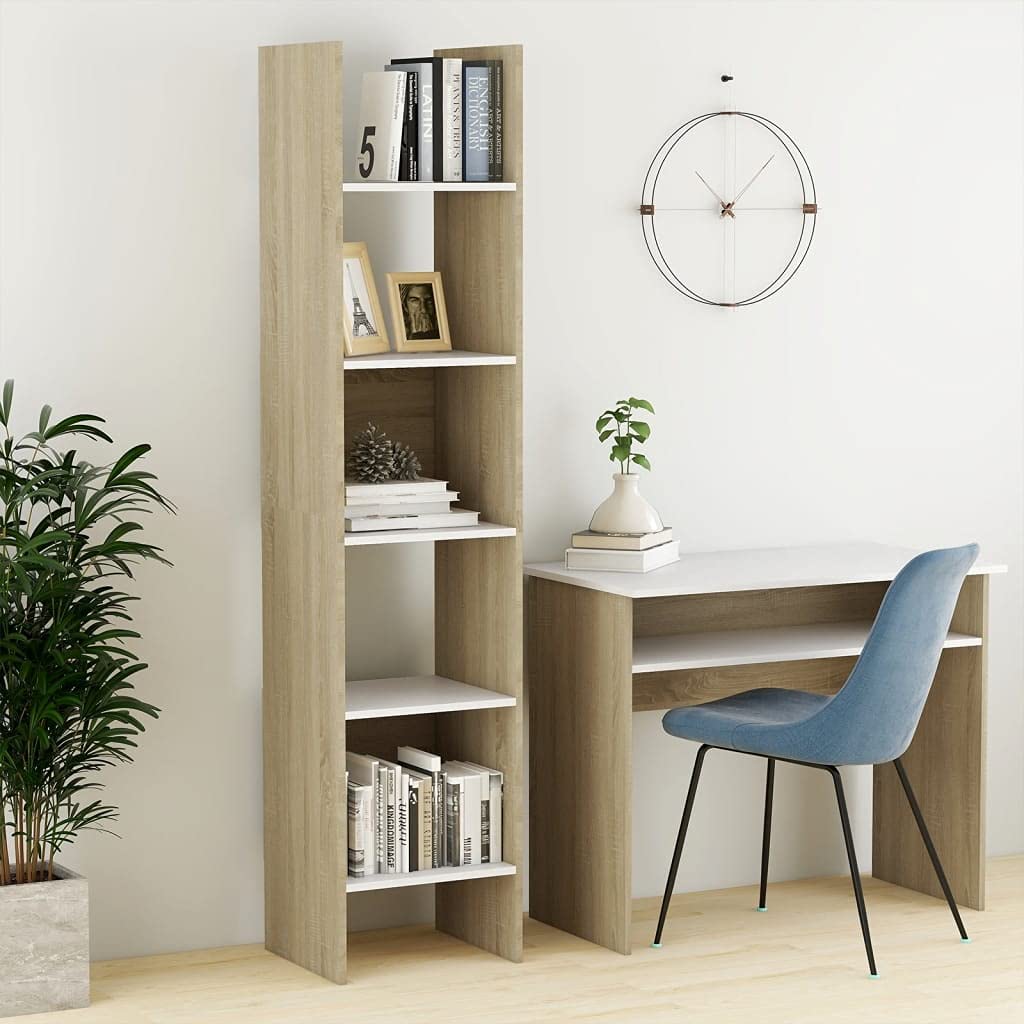 5 Tier Wooden Bookcase - Modern Bookshelf Storage for Home & Office - Open Display Shelf & Plant Stand - 15.7