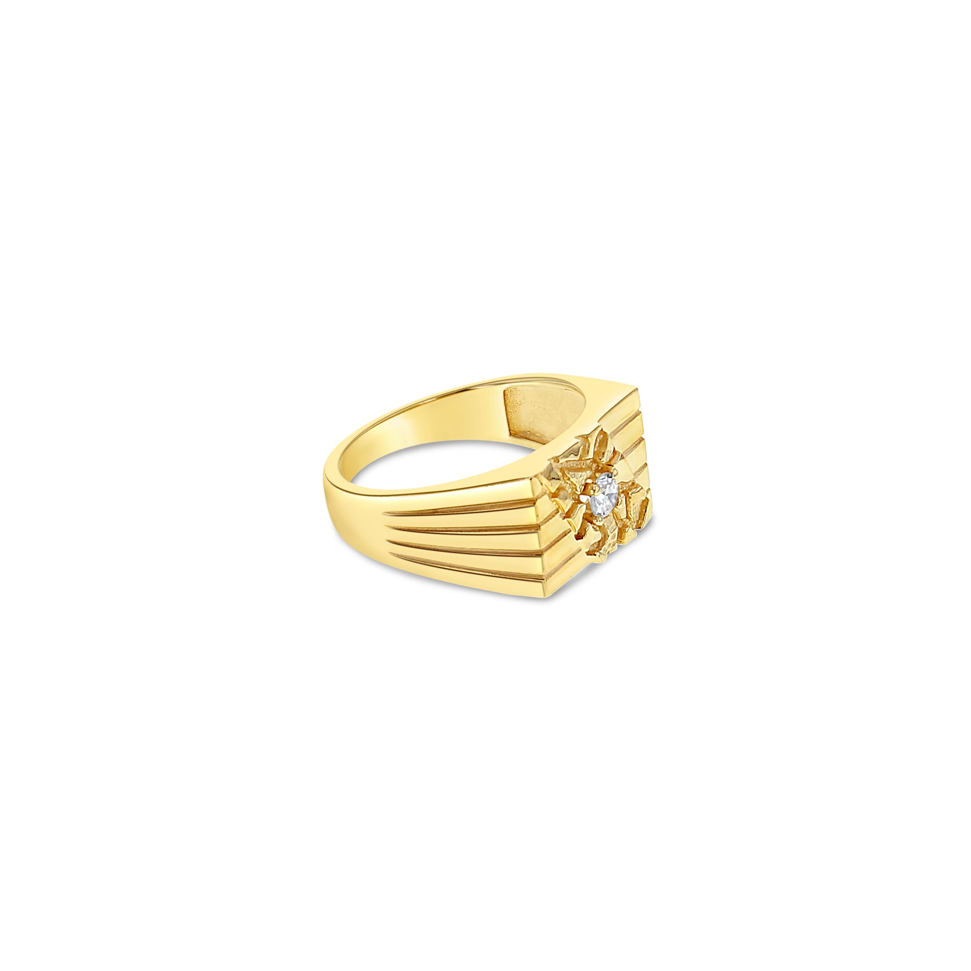 Solitaire Diamond Nugget Ring - 14K Gold Minimalist Wedding Band for Women - Perfect for Engagement, Anniversary & Everyday Elegance