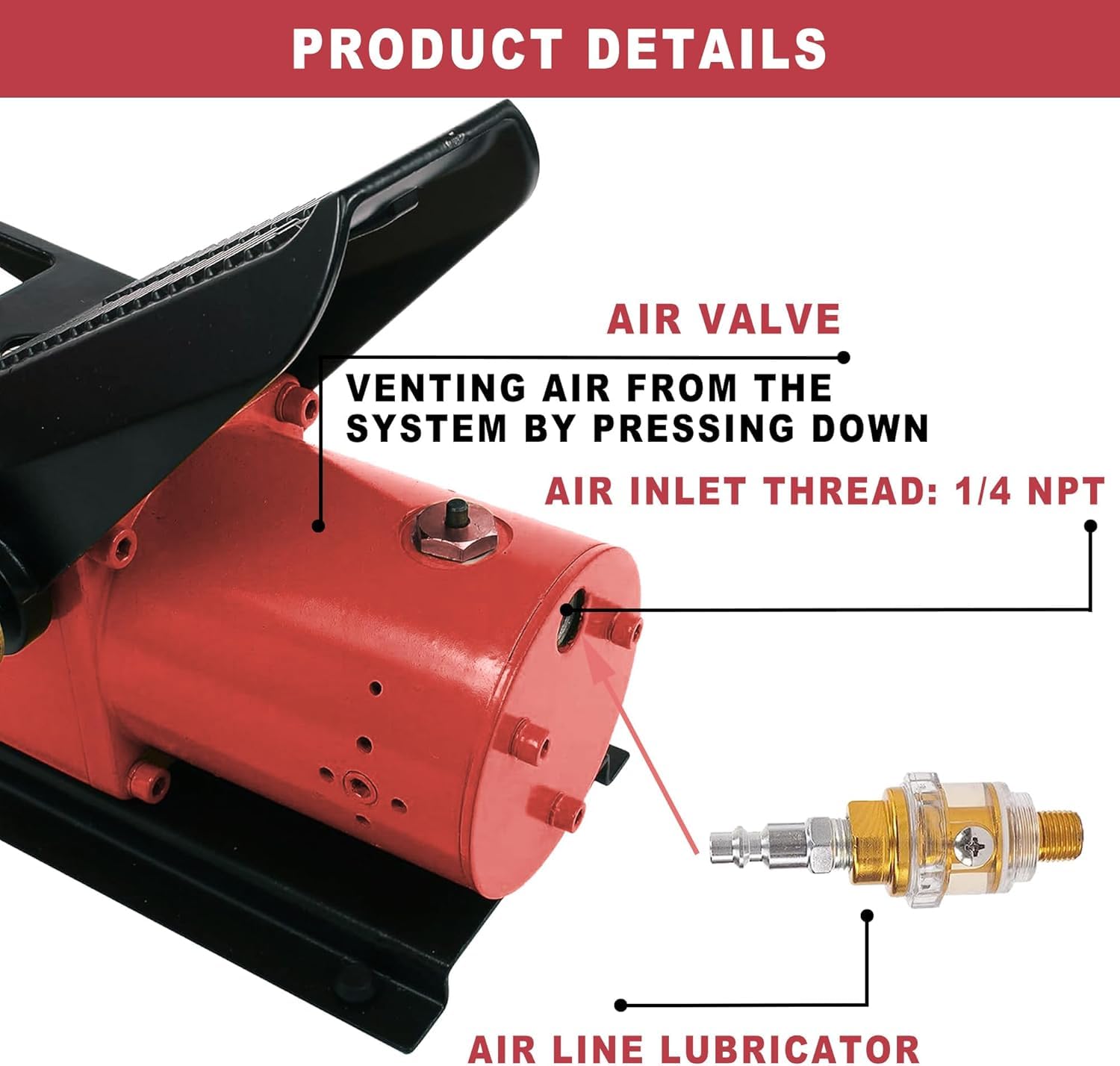 HEROSON 10,000 PSI High Pressure Pneumatic Hydraulic Pump - 0.7L Oil Reservoir, 3/8