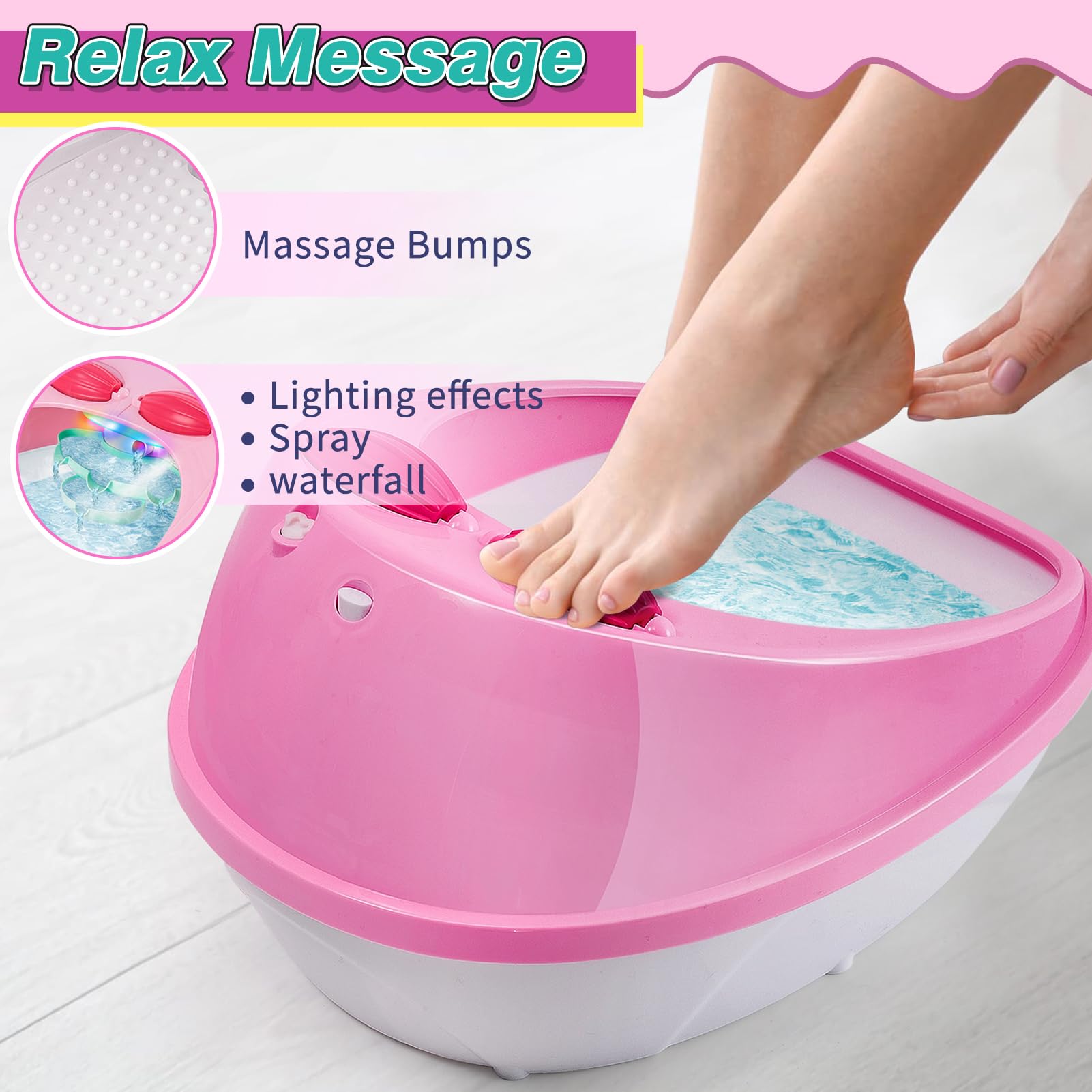 Kids Foot Spa & Nail Care Kit - Girls Manicure Pedicure Set with Massage Soak Tub & Nail Dryer | Perfect for Spa Day, Birthday & Christmas Gifts for Girls Ages 5-12 | Fun Salon Pretend Play & Relaxation at Home