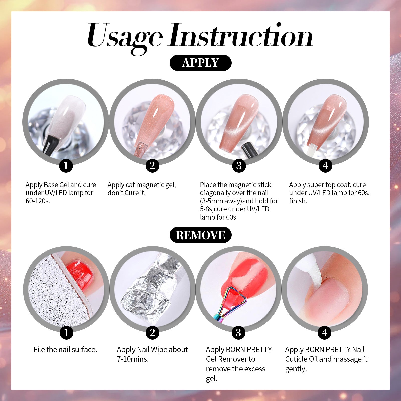 6 Colors Magnetic Cat Eye Gel Polish Set - M45 Orange Star 7ml for Nail Art & Manicure - Perfect for Salon, Home Use & Gift Giving