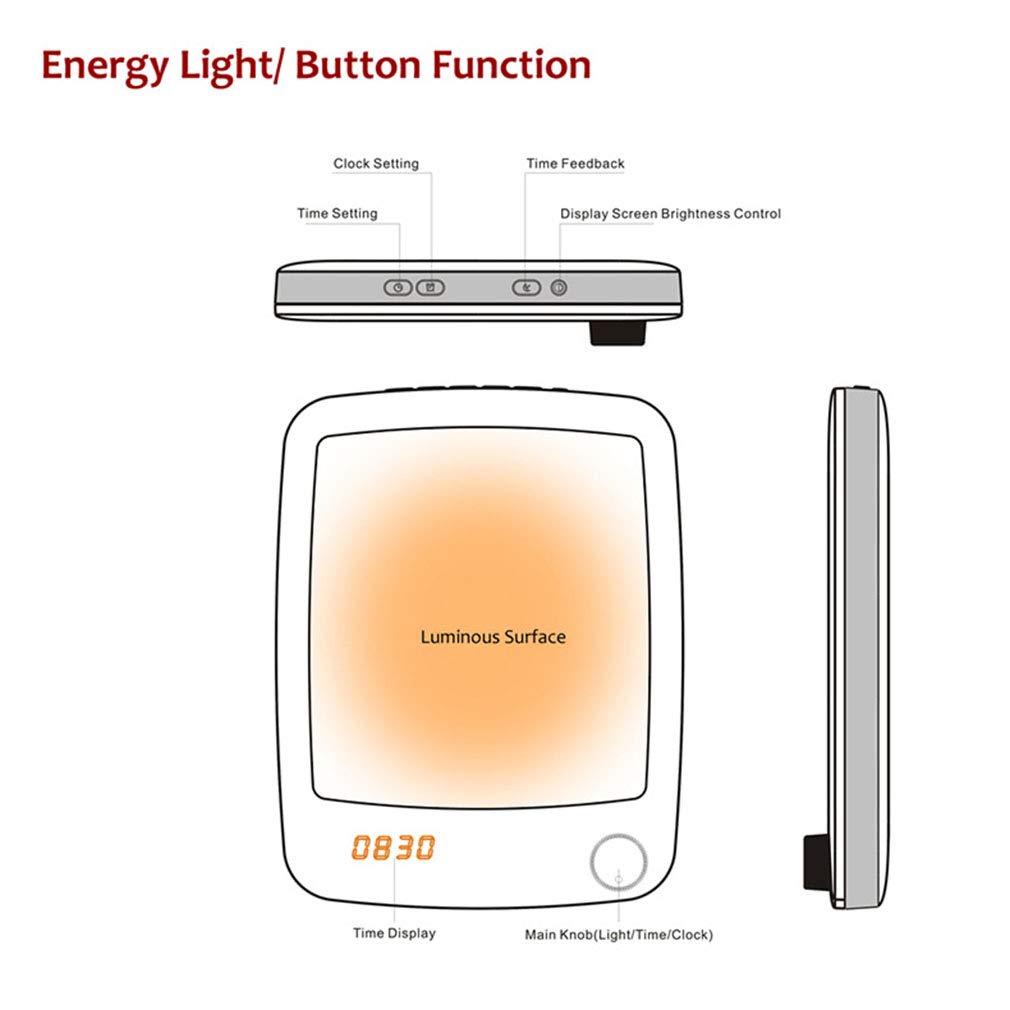 UV-Free LED Light Therapy Lamp - Full Spectrum Daylight Lamp with Alarm Clock & Timer, Portable for Home, Office, Travel | Wake Up Light, Seasonal Affective Disorder (SAD) Relief, Mood Booster