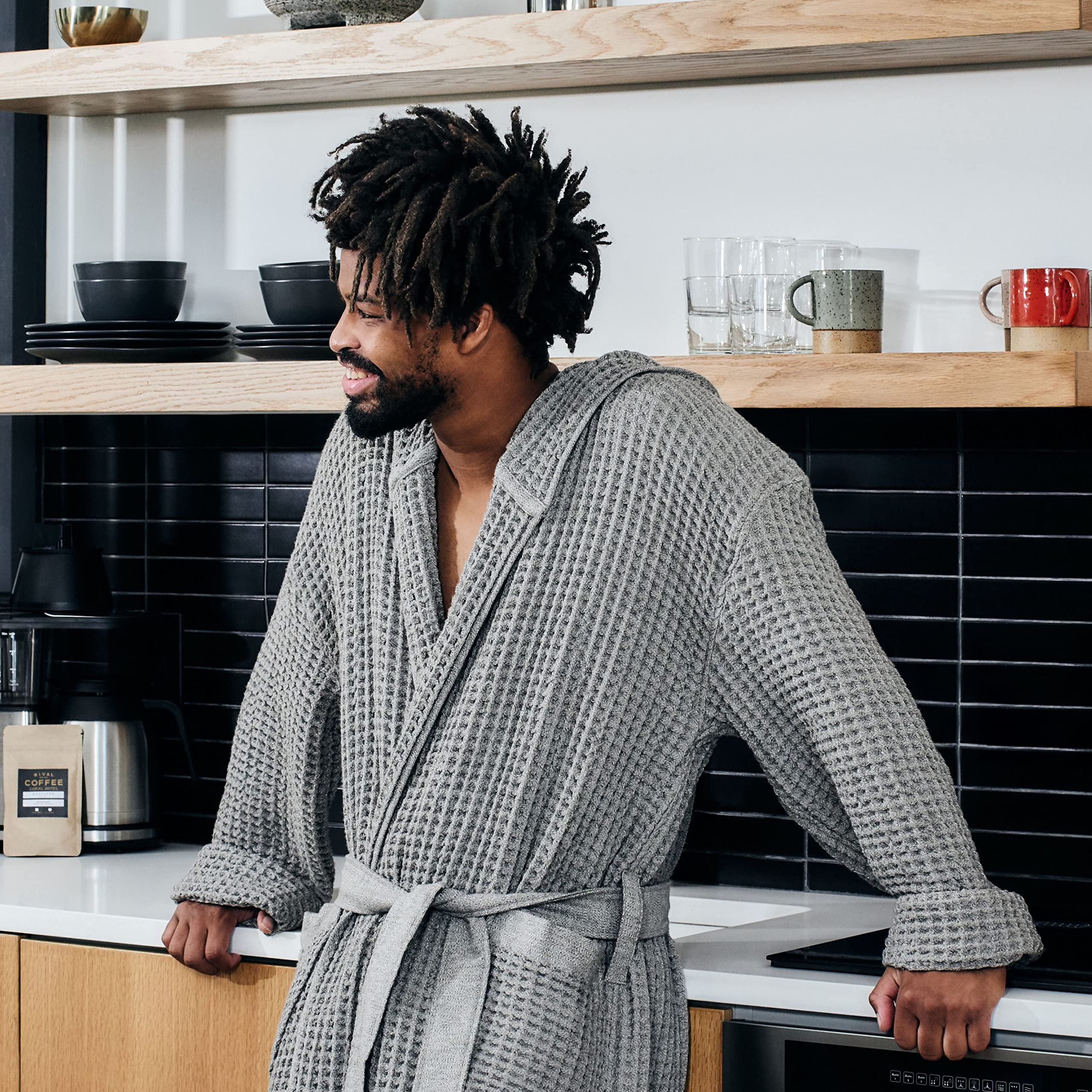 ONSEN - Premium Waffle Knit Bath Robe with Hood for Women & Men - 100% Supima Cotton - Quick Drying & Breathable - Spa, Beach & Home Relaxation Wear