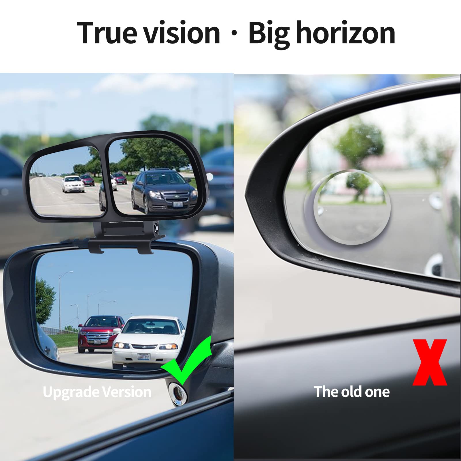 Car Blind Spot Rearview Mirror - HD Wide Angle Glass 360° Adjustable Side Mirror for Enhanced Safety & Parking Assistance | Perfect for Highway Driving & Tight Parking Spaces