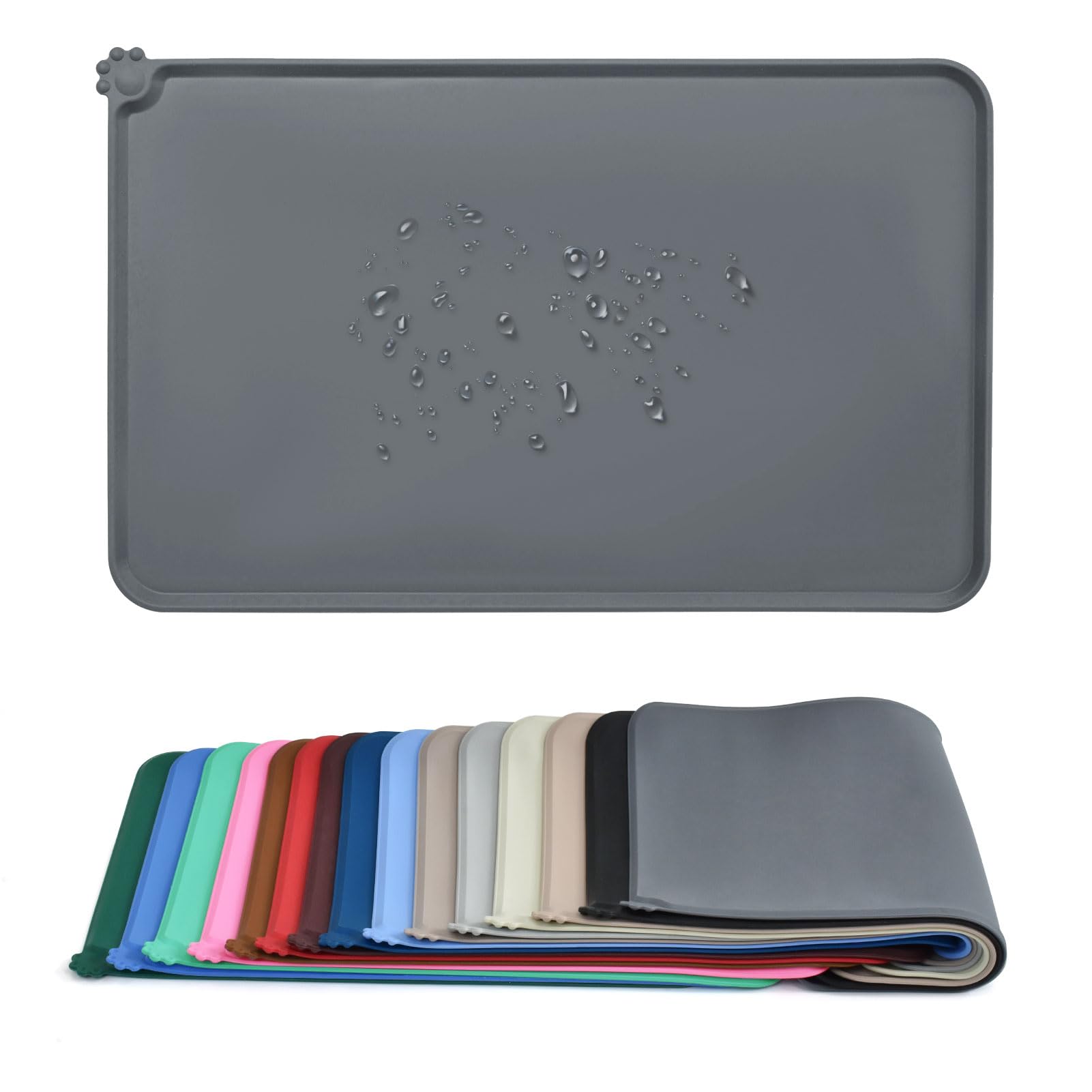 AUDWUD Non-Slip Silicone Pet Feeding Mat - Waterproof Dog Bowl Placemat for Food & Water - Perfect for Messy Eaters, Kitchen Floor Protection, and Easy Cleanup