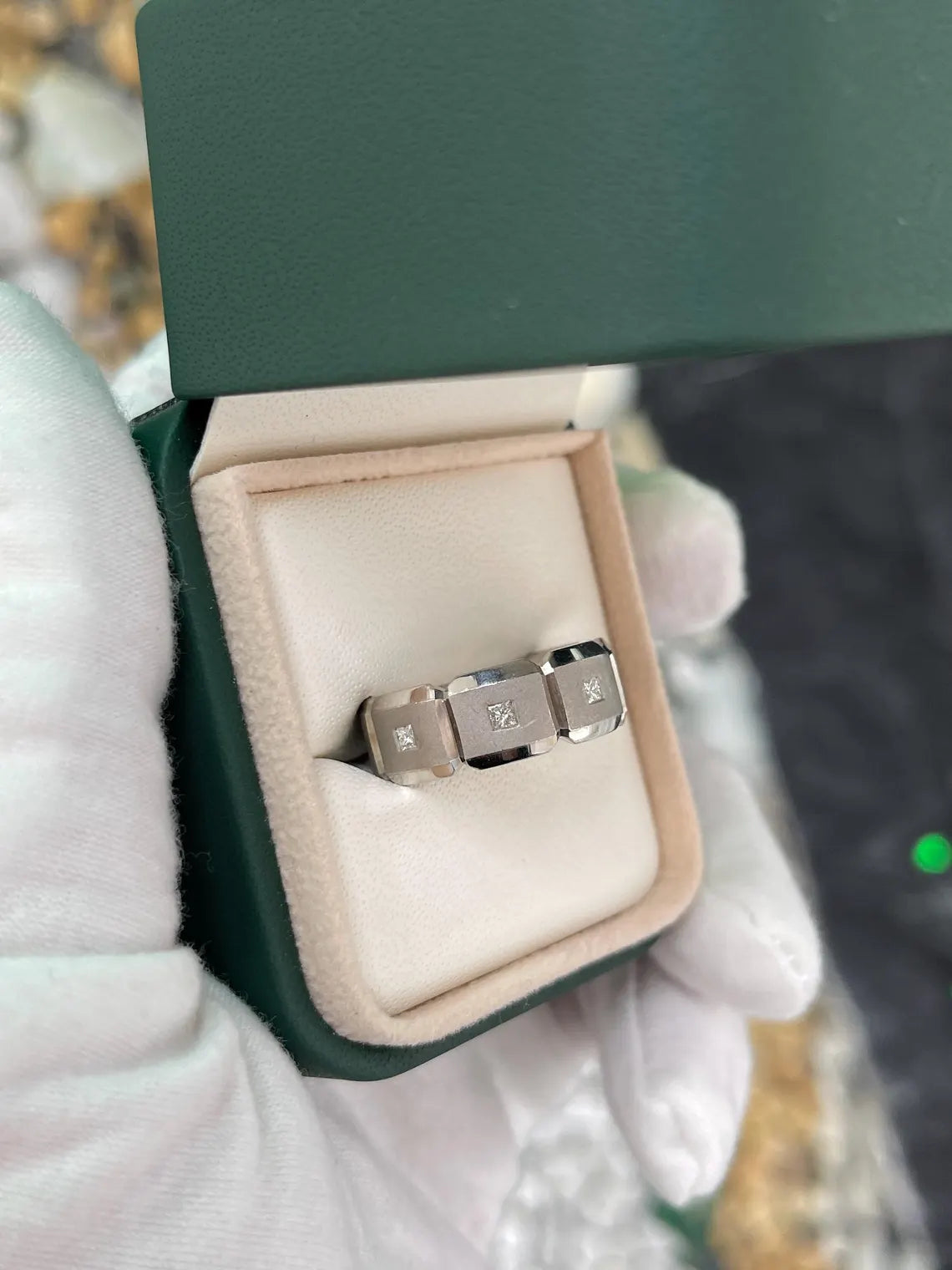 0.25ct Palladium Men's Princess Cut Diamond Wedding Band Ring - Elegant Promise Ring for Engagement, Anniversary & Special Occasions
