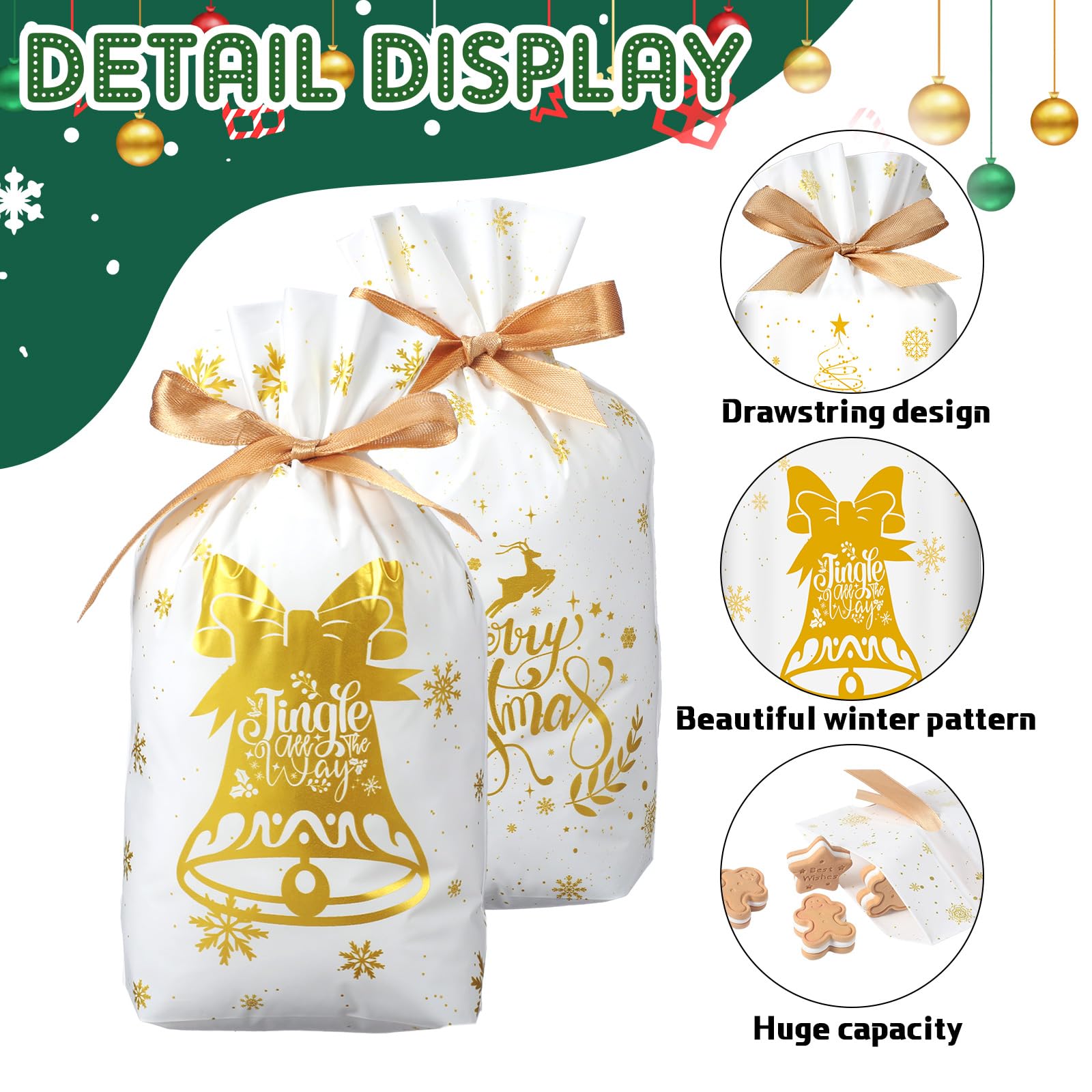50 Pcs Christmas Drawstring Favor Bags - 9