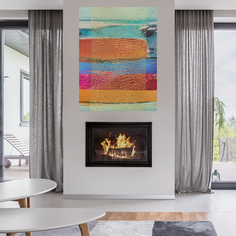 Golden Rain Canvas Wall Art - Hand Painted Fine Art Decor by Nikki Chu - 24x32 Inches - Ready to Hang - Perfect for Living Room, Bedroom, Office & More - Modern Home & Office Decor for Stylish Interiors