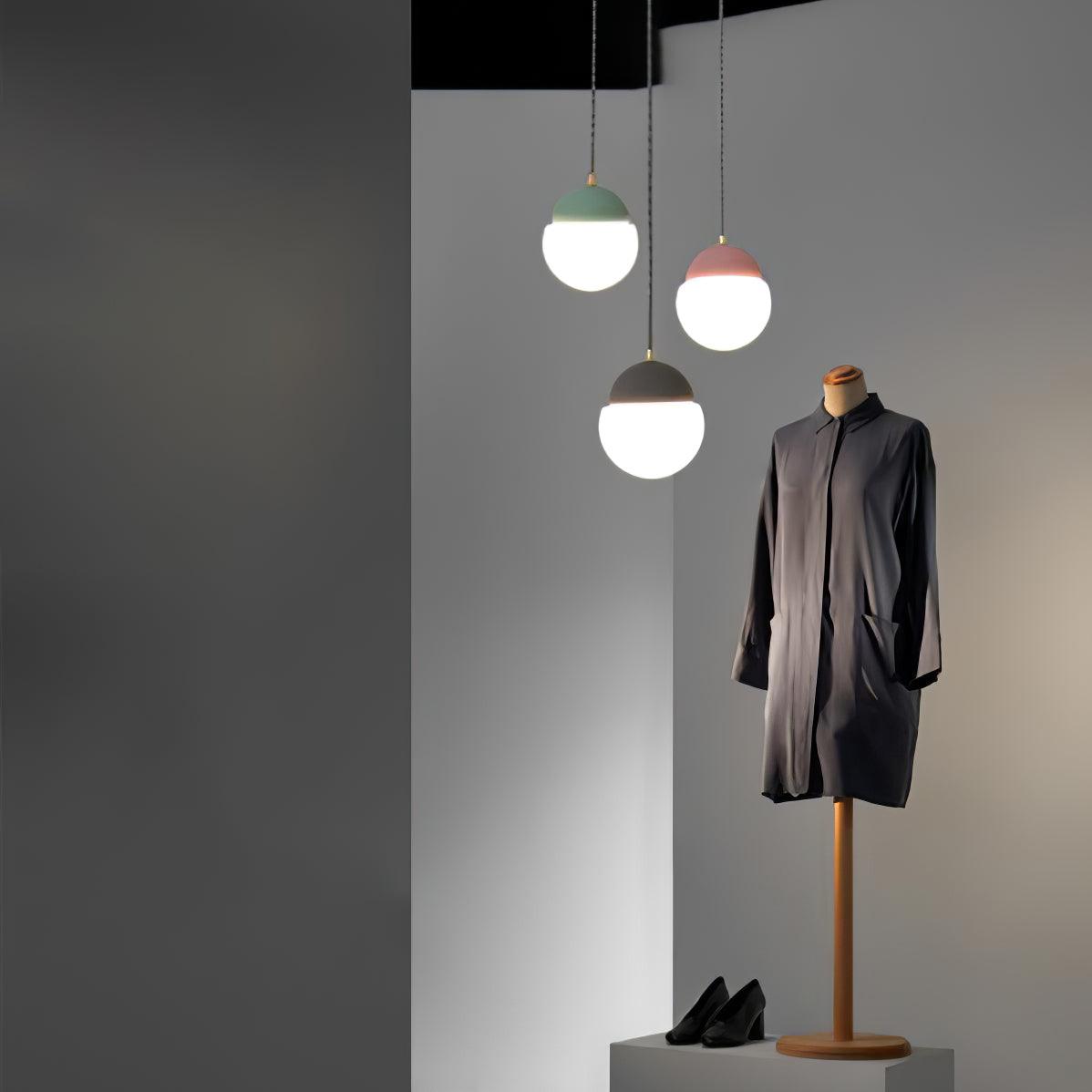 Modern Cement Eclipse Pendant Light - Industrial Style Hanging Lamp for Kitchen Island, Dining Room & Living Room Decor