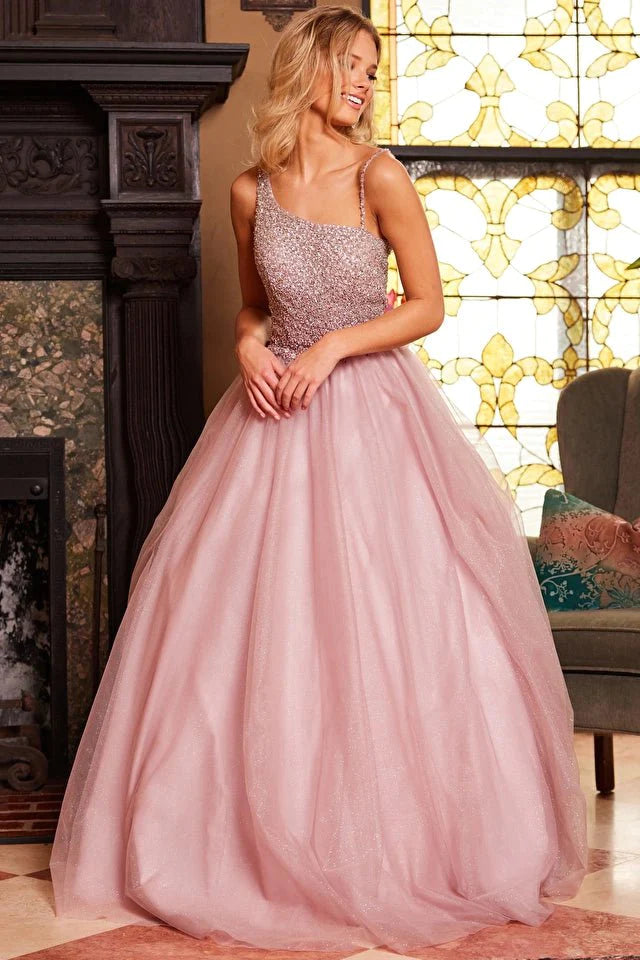 Jovani 24051 Ice Pink Embellished Bodice Evening Ballgown - Elegant Prom Dress for Women, Formal Gown with Beading & Sequins, Perfect for Homecoming, Wedding Guest & Black Tie Events