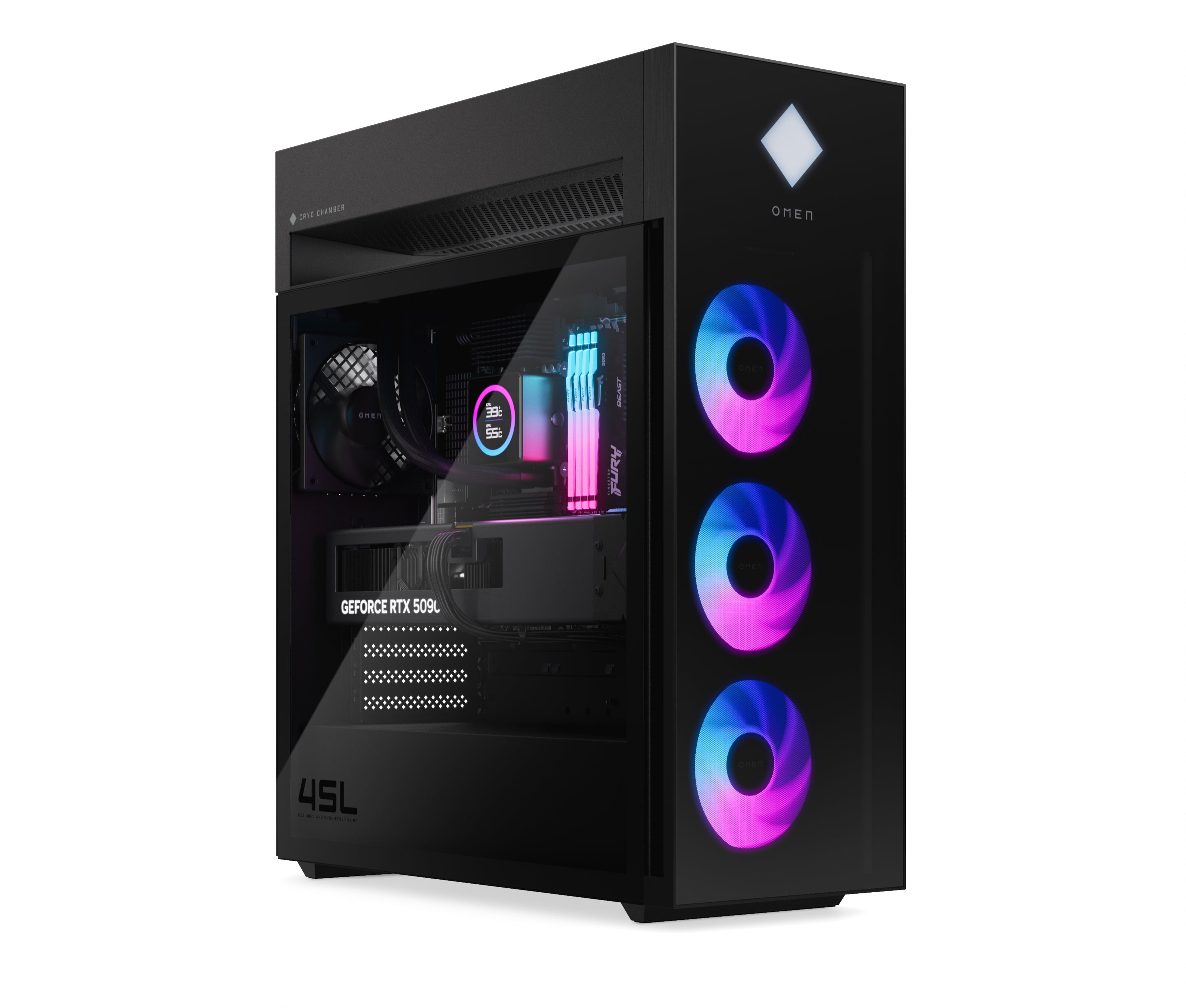OMEN by HP 45L Gaming Desktop GT22 - Intel Core Ultra 9 Processor, 64GB RAM, 2TB SSD, NVIDIA GeForce RTX 5090 - Windows 11 Pro Gaming PC - Perfect for 4K Gaming, VR & Content Creation