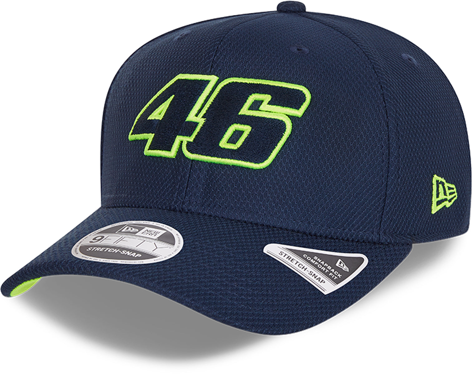 Valentino Rossi New Era 950 VR46 Diamond Era Blue Stretch Snapback Cap - Official Licensed Racing Hat for MotoGP Fans & Motorcycle Enthusiasts