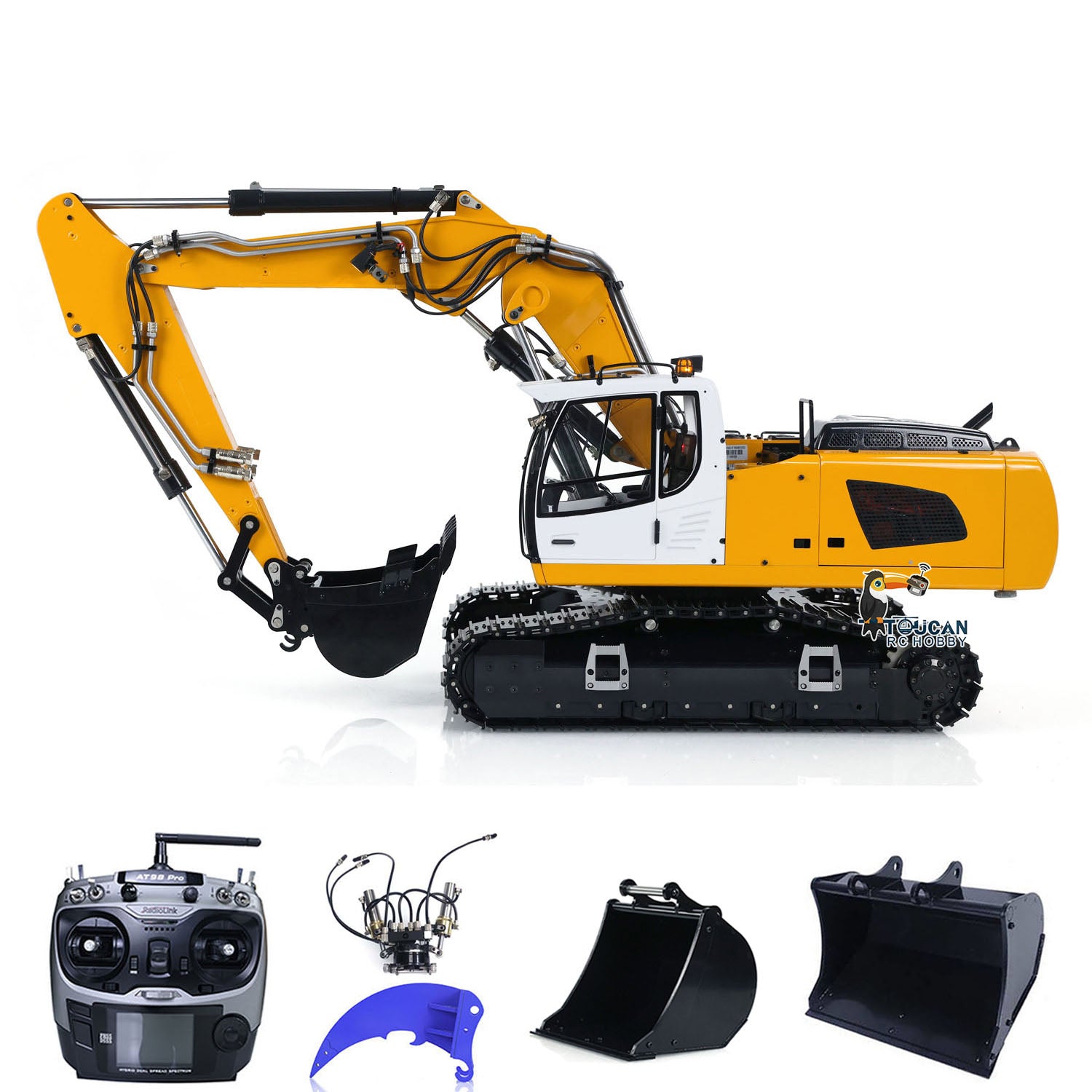 1/14 Scale Radio Control 946 3 Metal Excavator - 10 Channel RC Construction Toy with Painted Body, Rotating Metal Bucket & Tiltable Ripper for Kids & Adults - Perfect for Construction Site Play, Collecting & Outdoor Activities