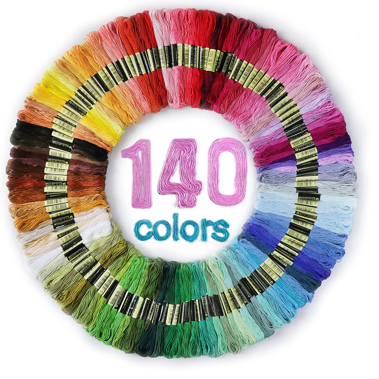 LOVIMAG Premium Rainbow Embroidery Floss Kit - 140 Skeins Cotton Thread for Cross Stitch, Friendship Bracelets & DIY Crafts | Vibrant Colors for Hand Embroidery, Sewing & Needlework Projects
