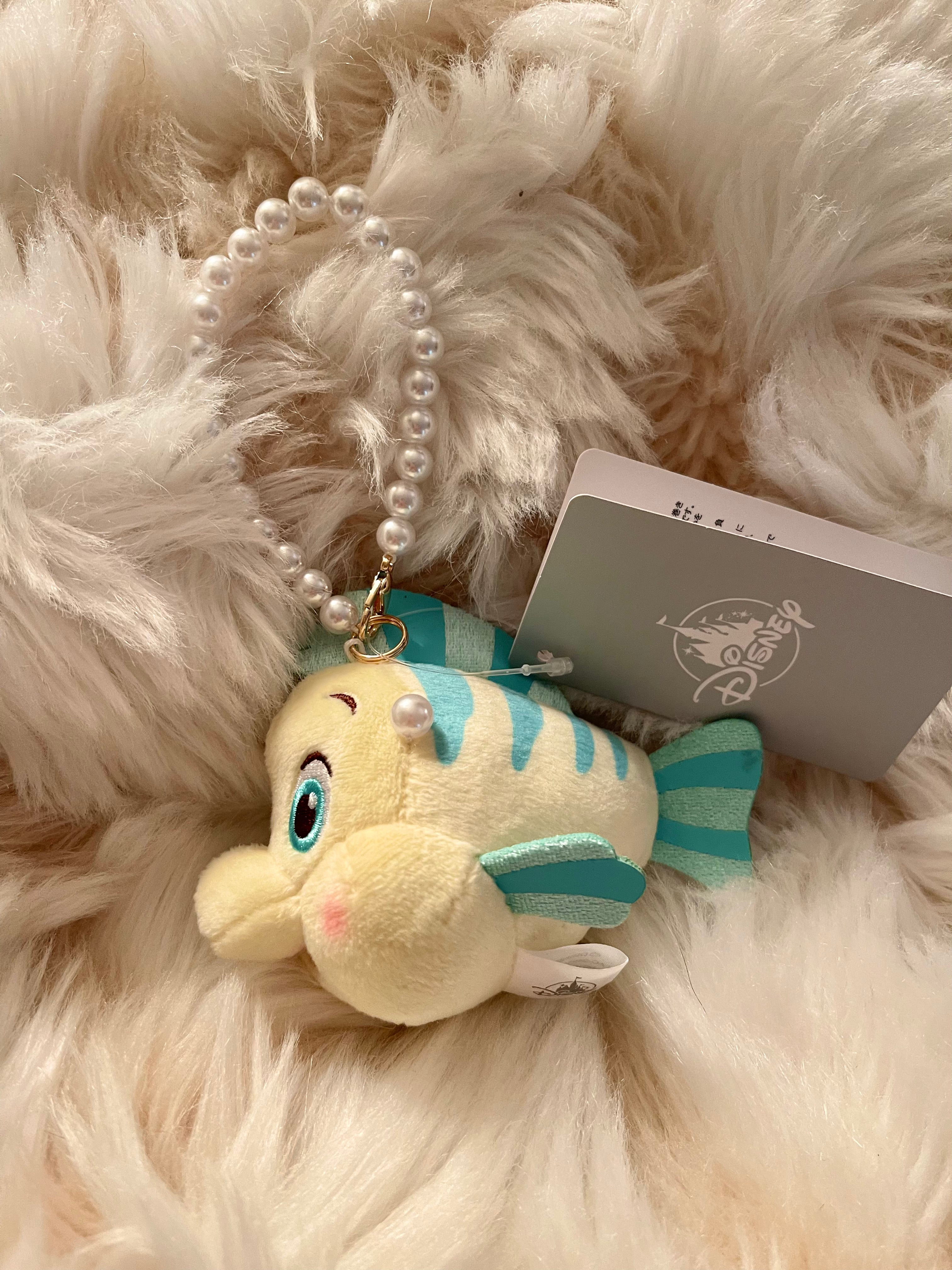 Disney Japan Flounder Keychain Plush Toy - Cute Little Mermaid Fish Character Keyring for Bags, Backpacks, Gifts & Collectibles | Perfect for Disney Fans, Kids & Anime Lovers