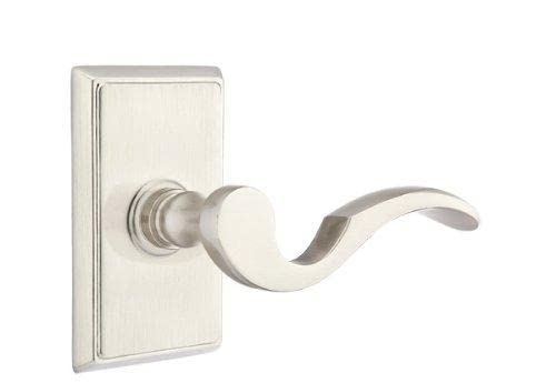 Emtek Passage Set with Rectangular Rosette & Cortina Lever - Right Hand, French Antique Finish for Interior Doors - Perfect for Bedrooms, Bathrooms, and Closets