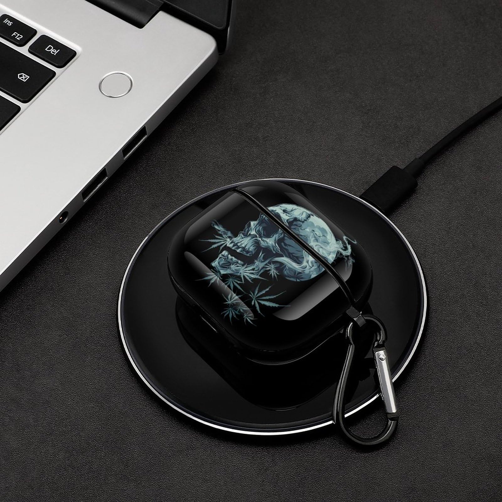 Skull-Shaped Bluetooth Earbuds Case - Weed Smoking Design, Portable Headphone Storage for AirPods 3 - Protective Cover for Travel, Gym & Outdoor Activities