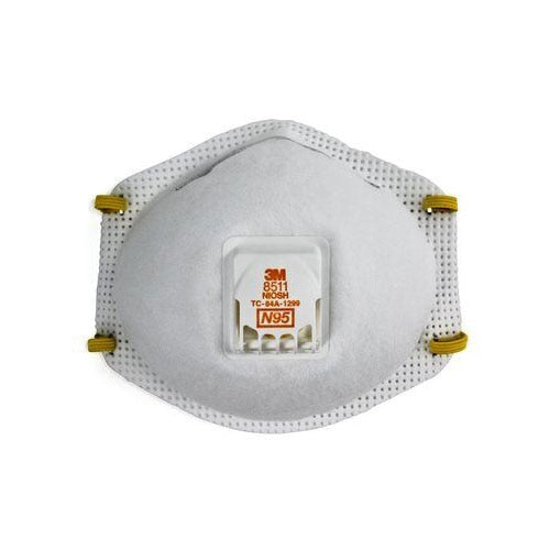 3M 8511 N95 Particulate Respirator with Cool Flow Exhalation Valve - Box of 10 Masks | NIOSH Approved for Dust, Mold & Pollen Protection | Ideal for Construction, Woodworking & Allergy Season Use