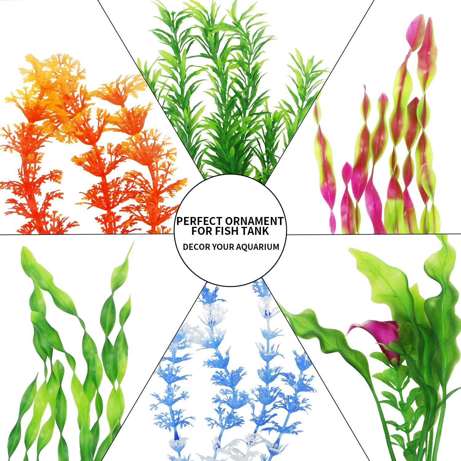 MyLifeUNIT Artificial Fish Tank Plants - 10 Pack Plastic Aquarium Decorations for Freshwater & Saltwater Tanks | Realistic Underwater Plants for Betta Fish, Goldfish, Tropical Fish Tanks & Home Aquarium Decor