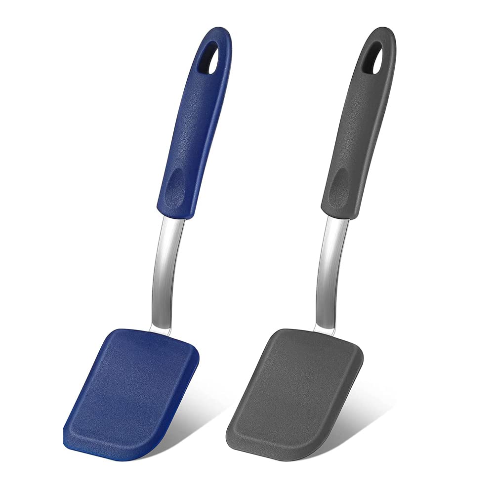 2 Pack Mini Silicone Spatulas - Flexible Non-Stick Brownie & Cookie Turner - Heat Resistant & No Scratch Baking Utensils for Eggs, Pancakes, Cakes - Perfect for Kitchen, Baking & Nonstick Cookware