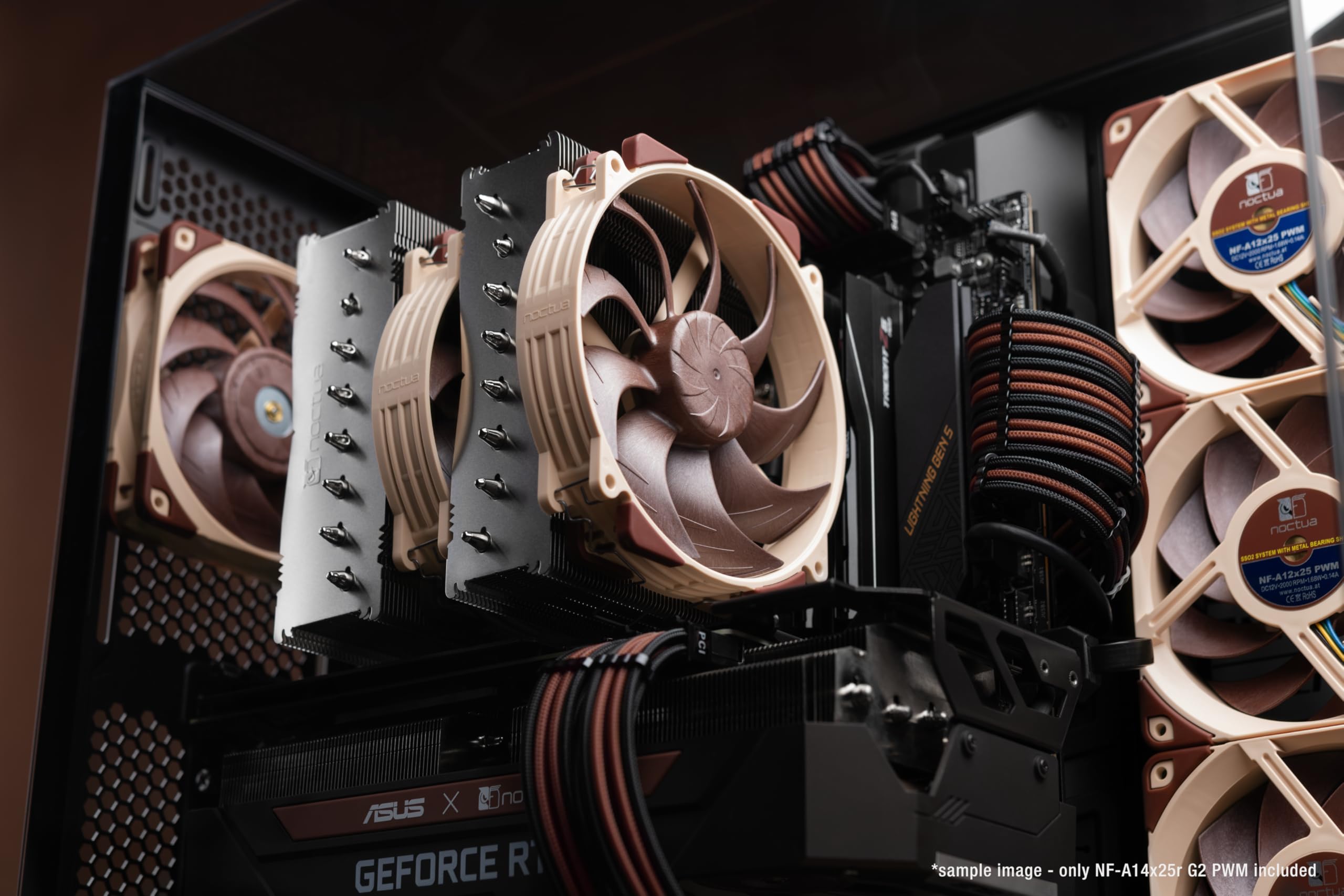 Noctua NF-A14x25r G2 PWM Premium 140mm PC Cooling Fan - Ultra Quiet, Push-Pull Set of 2 (Brown) - Perfect for Gaming PC, Workstation & Server Cooling