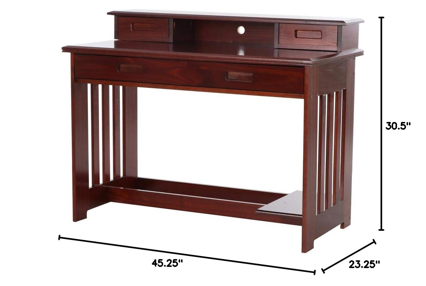 Discovery World Furniture Merlot Desk with Hutch and Chair - Elegant Bedroom Office Set for Home Workspace & Study Room Organization