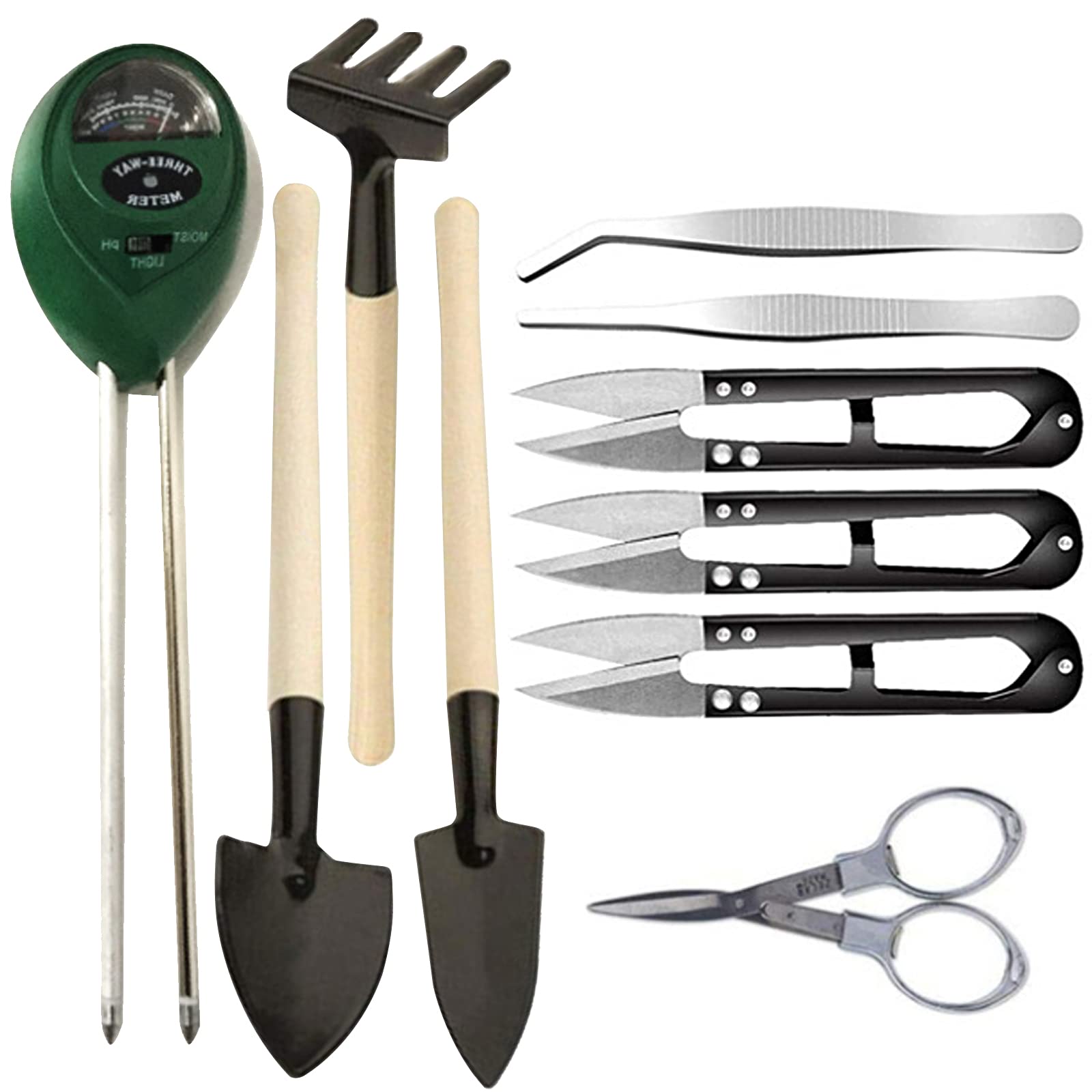 10-Piece Gardening Tool Set for Succulents & Houseplants - Mini Rake, Transplanting Tools, Flower Pot Accessories - Perfect for Indoor & Outdoor Planting, Repotting, and Seedling Care