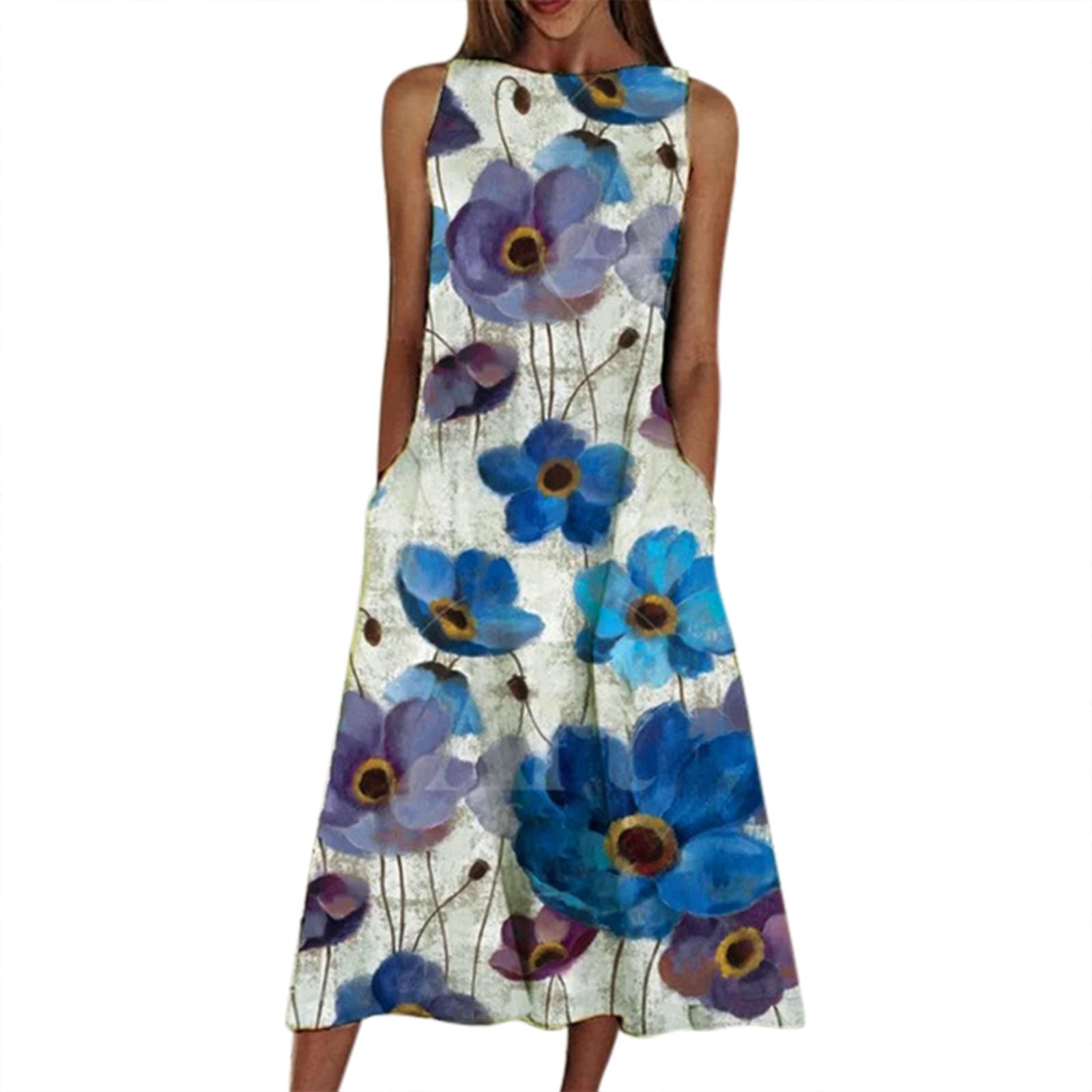 Elegant Floral Print Off-Shoulder Maxi Dress for Women - A-Line Long Party & Work Dress with Pockets | Perfect for Summer Weddings, Beach Vacations & Office Wear