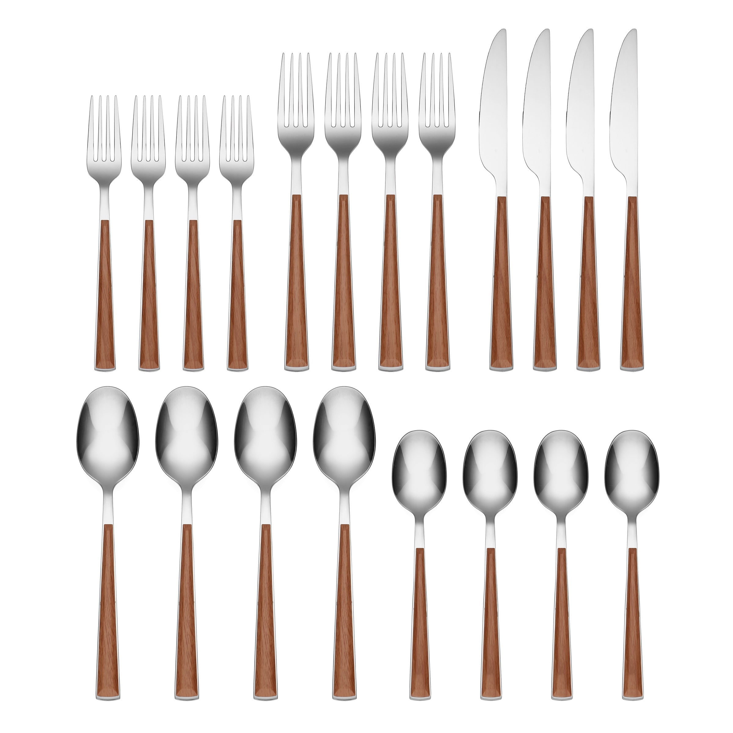 Premium Esben Beachwood 20-Piece Stainless Steel Flatware Set - Elegant Cutlery for Dining, Entertaining & Wedding Gifts - Dishwasher Safe Silverware for Restaurants, Dinner Parties & Home Use