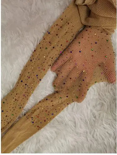 Sexy Diamond Fishnet Pantyhose for Women - Shiny Rhinestone Mesh Nylon Stockings & Tights - Perfect for Party, Cosplay, and Night Out