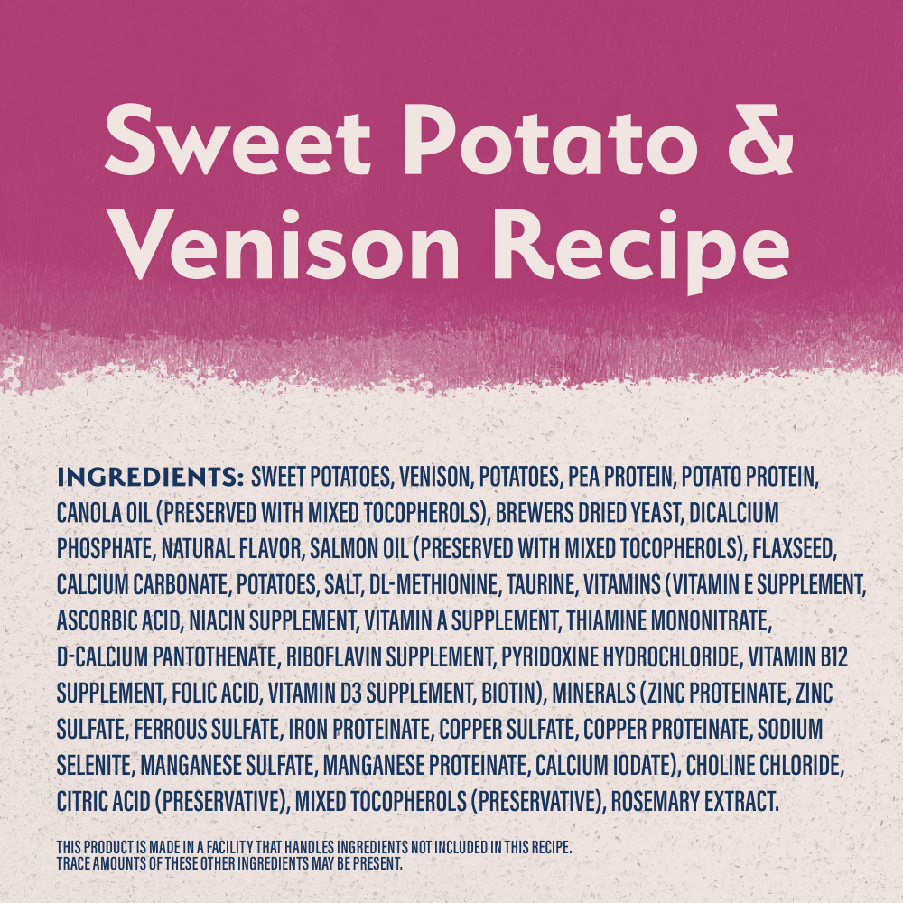 Natural Balance Limited Ingredient Grain-Free Dry Dog Food - Sweet Potato & Venison Recipe | High Protein, Hypoallergenic Kibble for Dogs with Sensitive Stomachs | Perfect for Adult Dogs & Allergies Relief