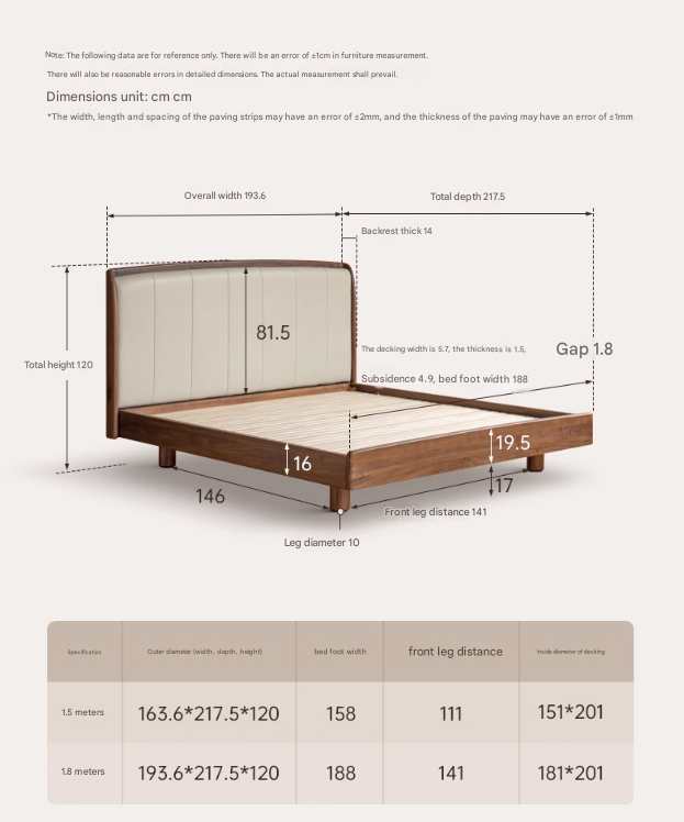 Premium Black Walnut & Ash Solid Wood Leather Upholstered Bed Frame - High Soft Back Support for Master Bedroom, Guest Room & Luxury Home Decor