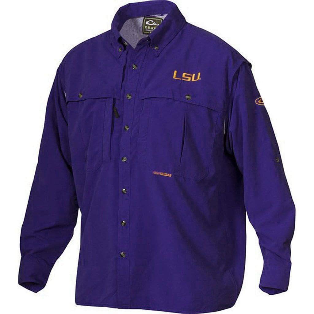 Drake Men's LSU Tigers Long Sleeve Wingshooter Shirt - 2XL Purple - College Basketball Fan Gear for Game Day & Tailgating