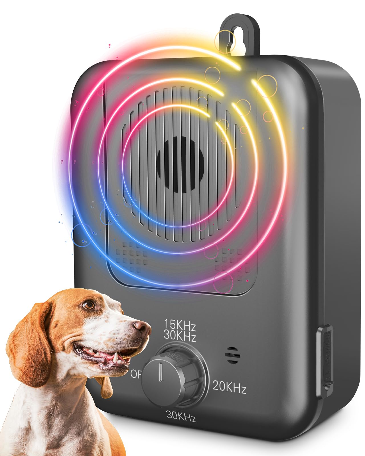 Anti Barking Device for Dogs - 4 Powerful Emitters, 50ft Range, 3 Adjustable Modes | Rechargeable Bark Control Device for Small & Large Dogs | Stop Excessive Barking in Yards, Homes & Apartments